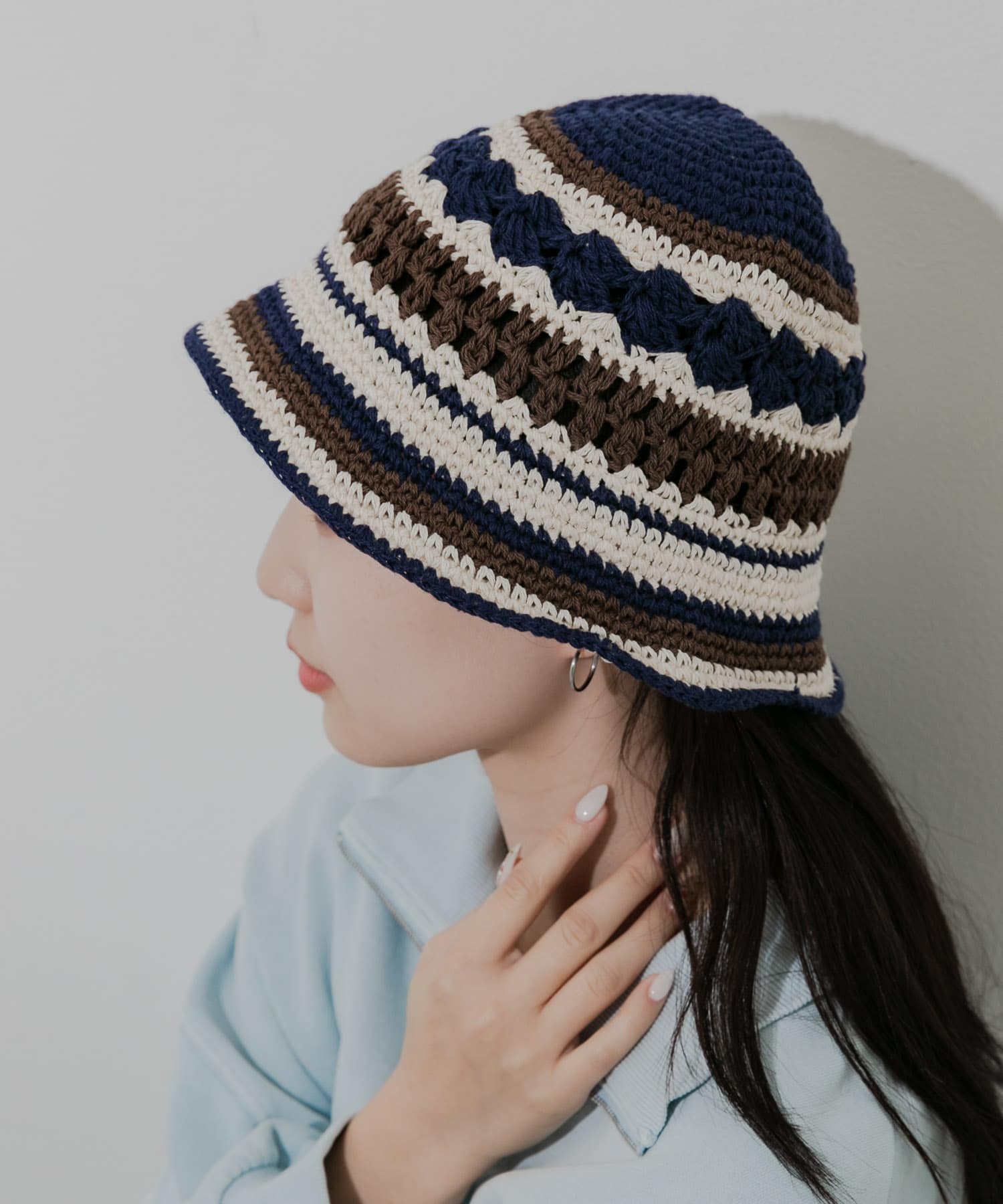 ボーダークロシェハット NVY -