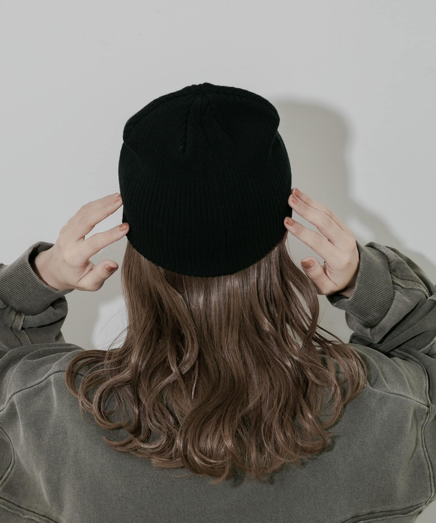 リブニットビーニー BLK -