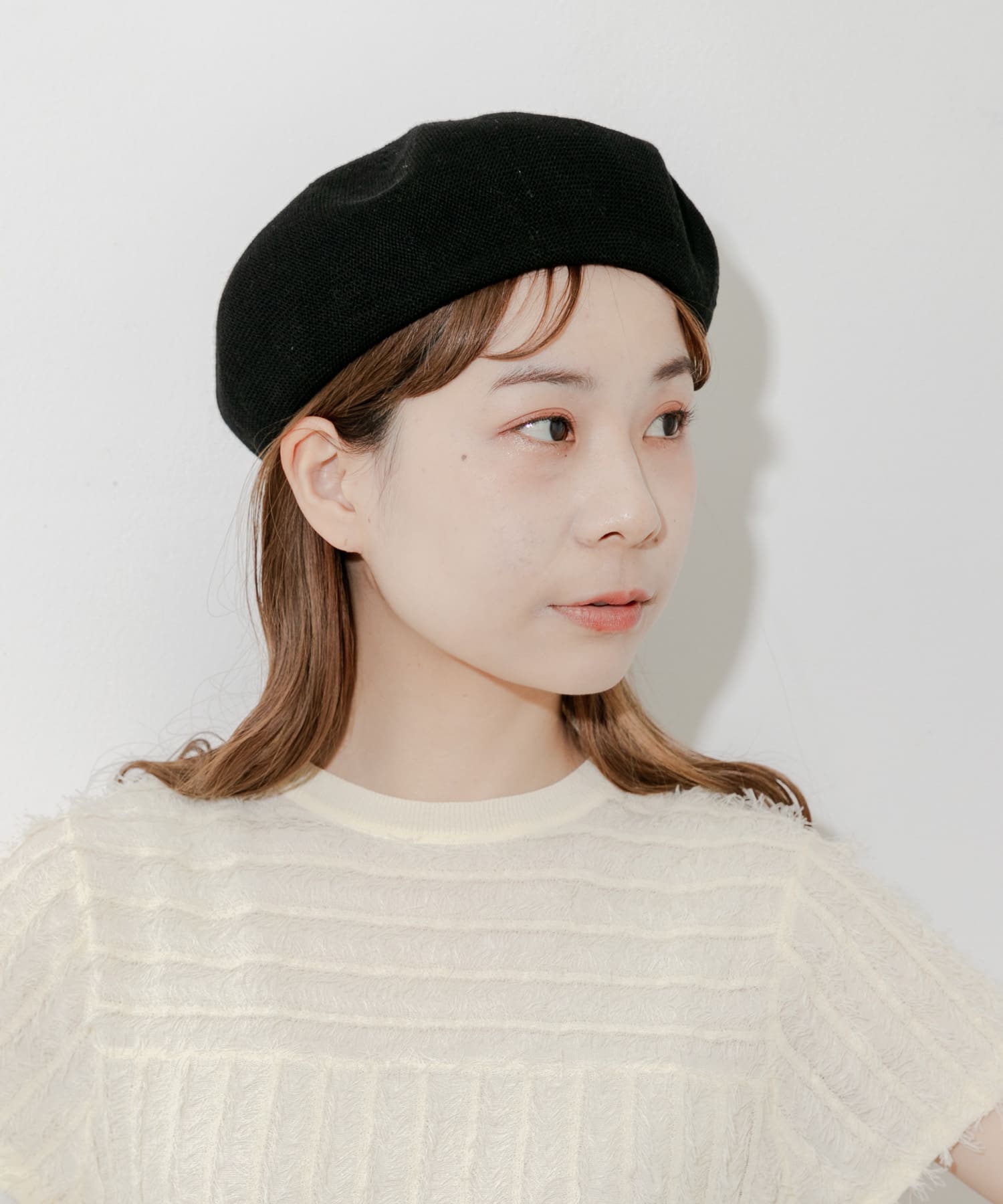 リネンミックスベレー BLK -