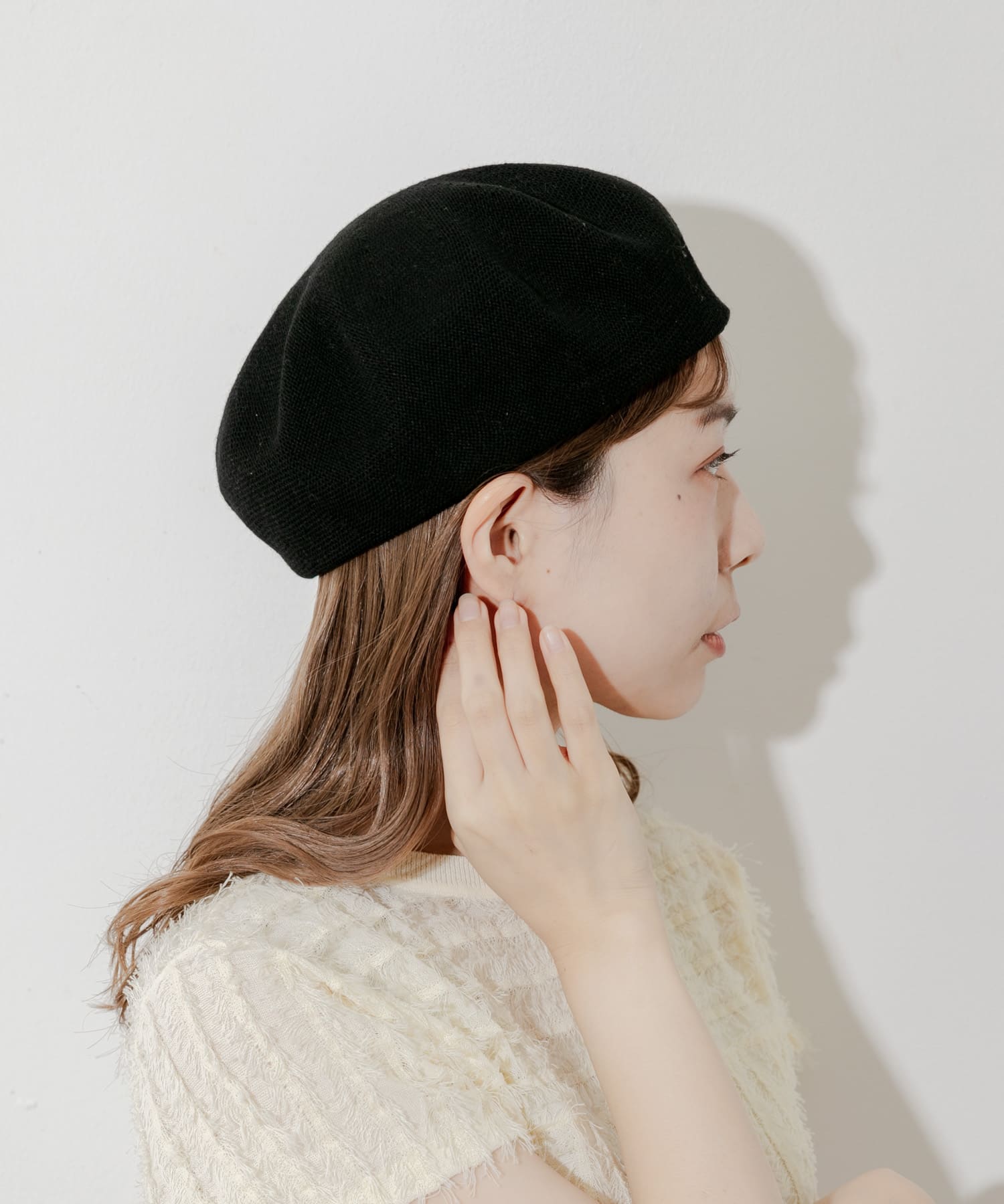 リネンミックスベレー BLK -