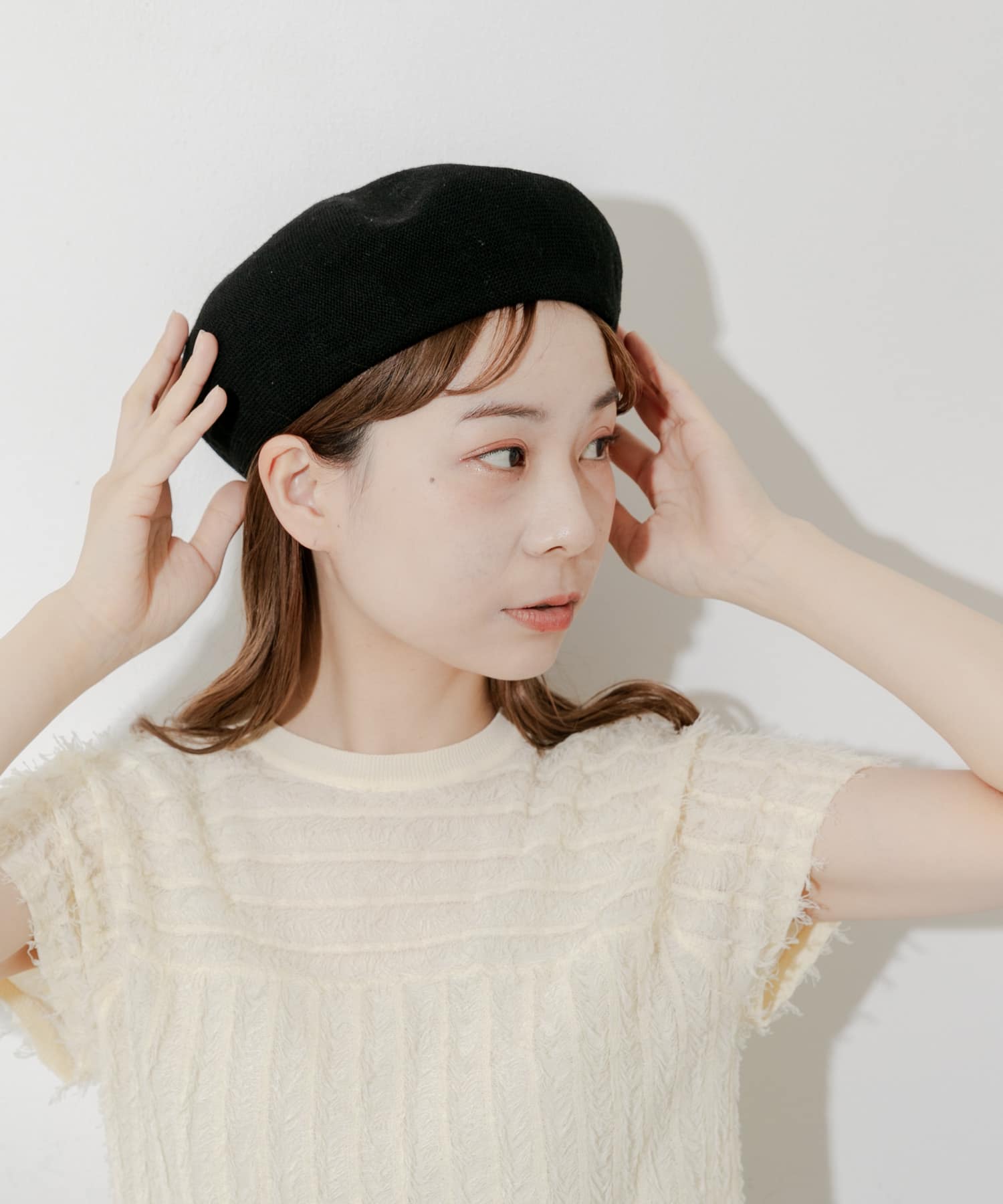 リネンミックスベレー BLK -