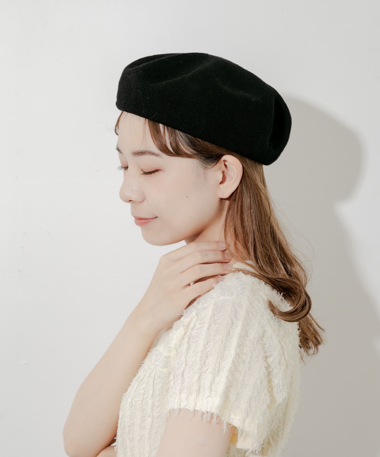 リネンミックスベレー BLK -