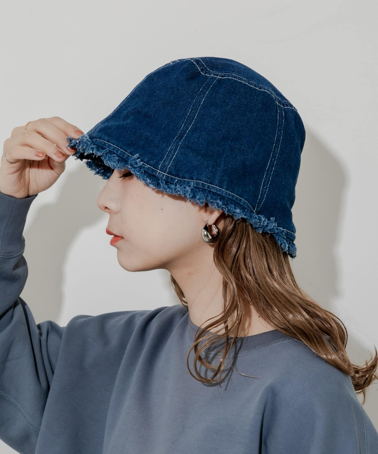デニムフリンジハット