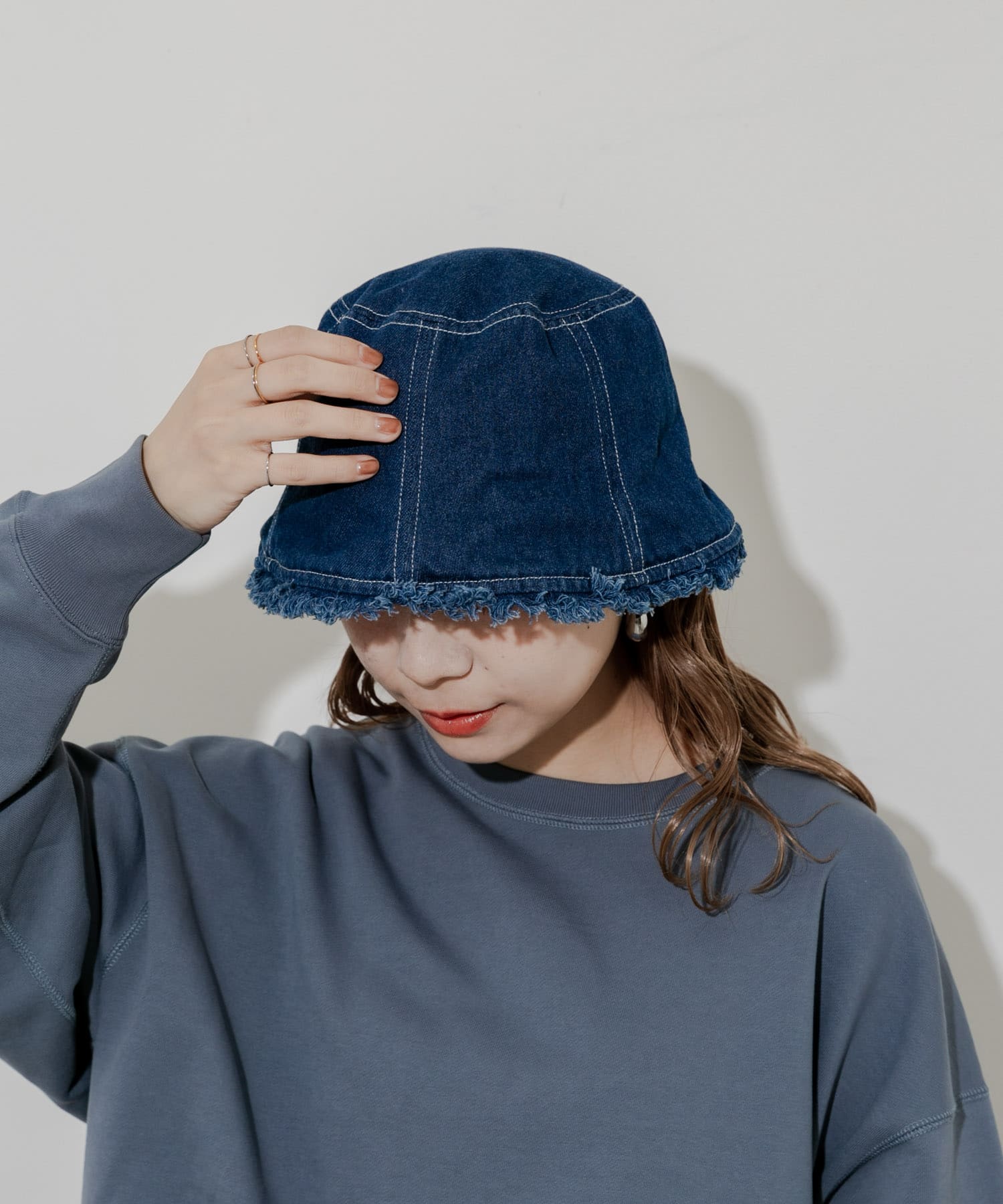 デニムフリンジハット NVY -