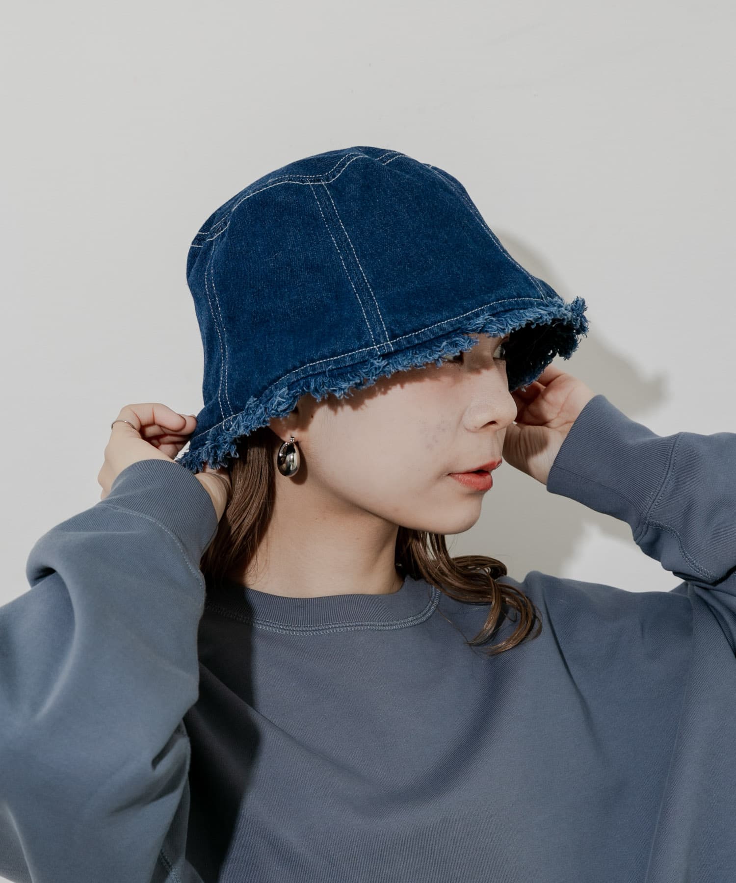 デニムフリンジハット NVY -