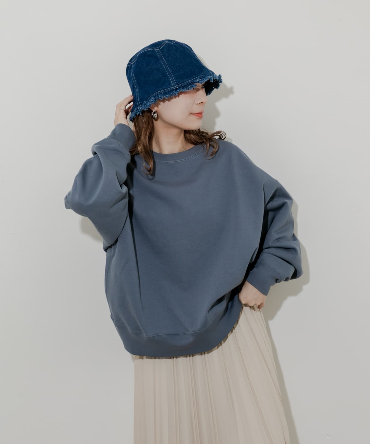 デニムフリンジハット NVY -