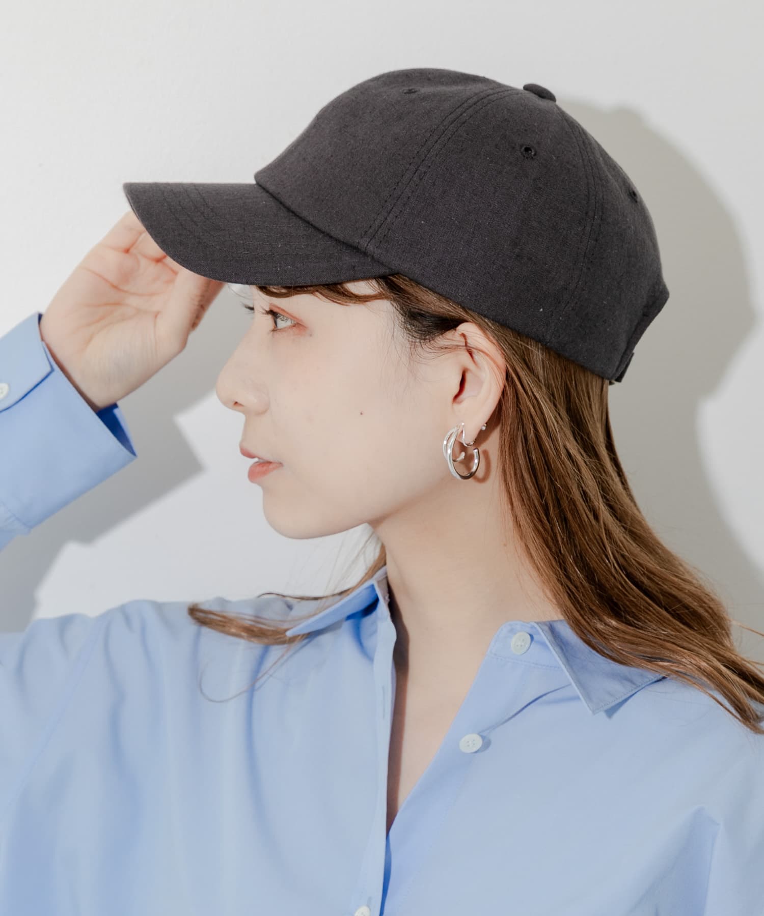 シンプルリネンキャップ BLK -