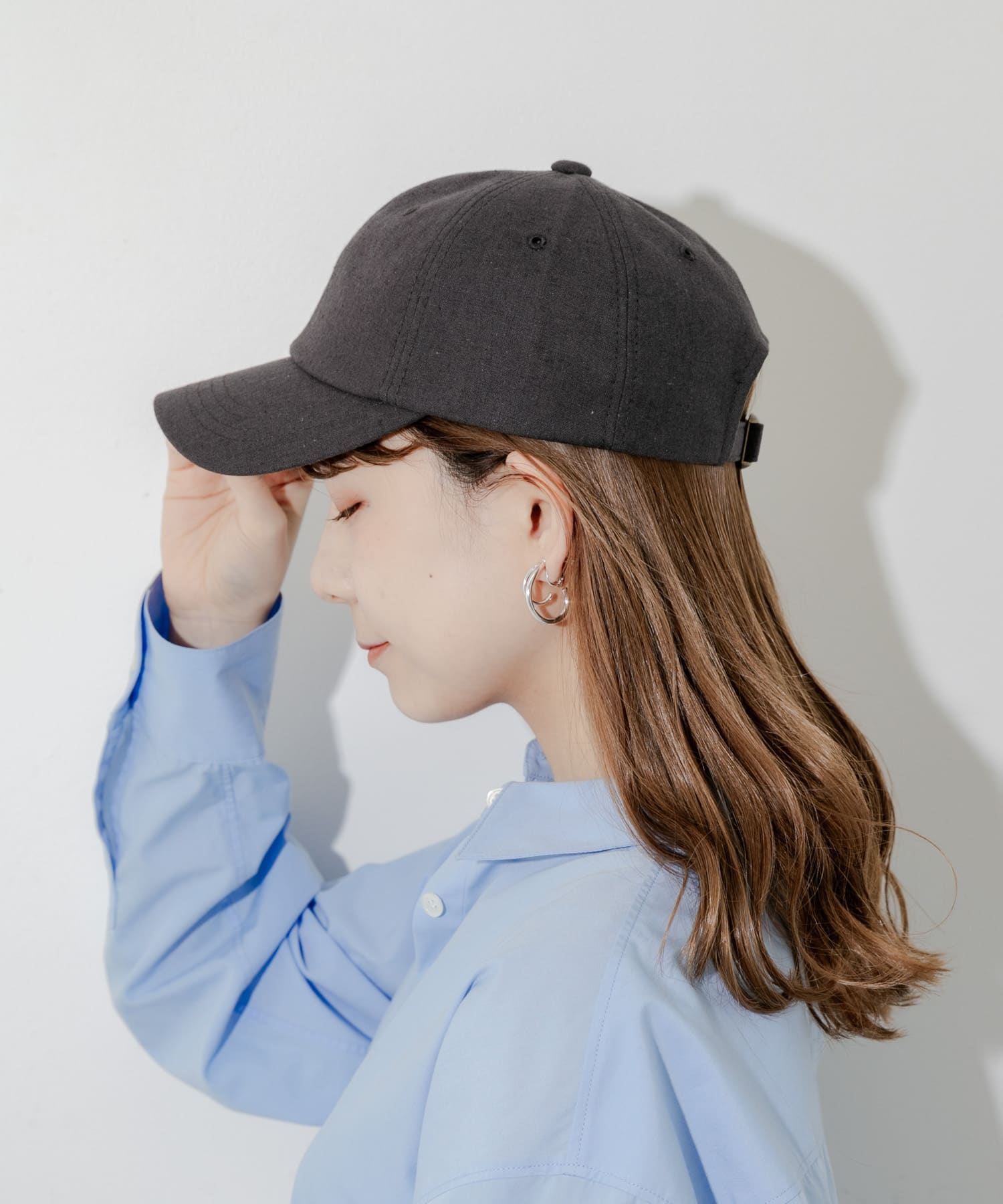 シンプルリネンキャップ BLK -
