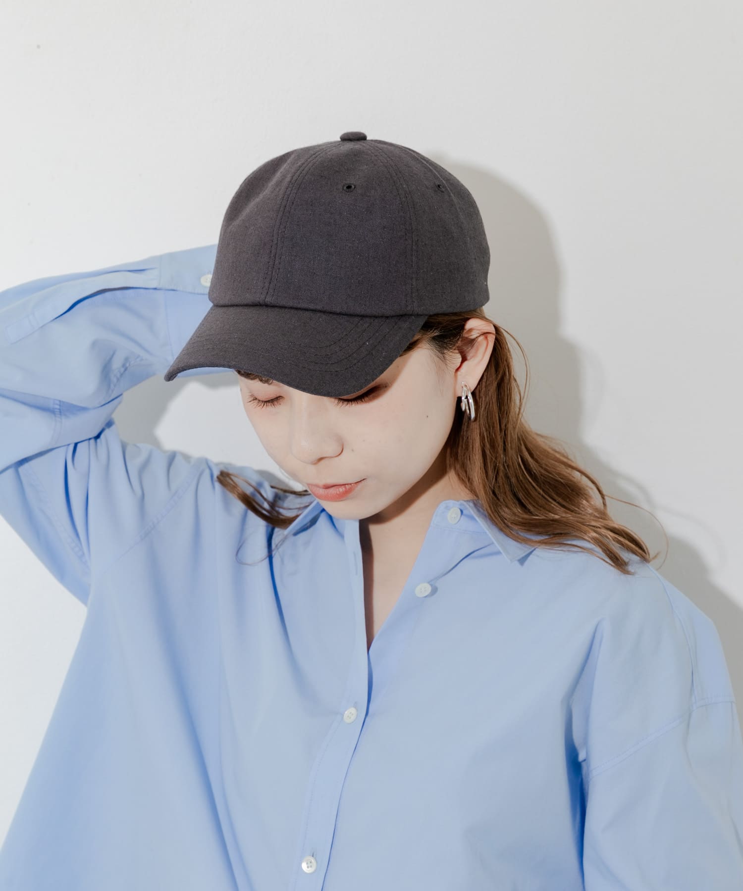 シンプルリネンキャップ BLK -