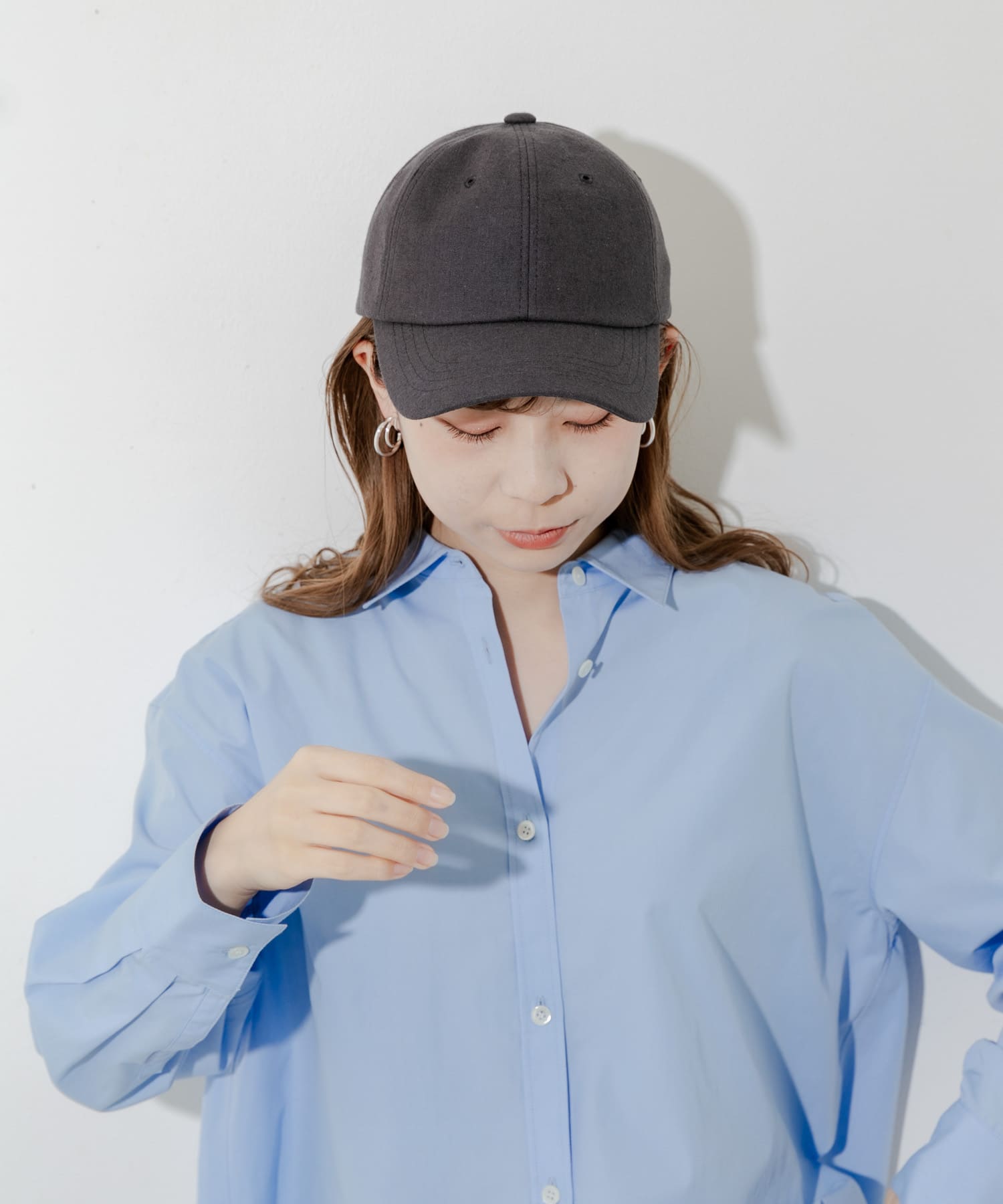 シンプルリネンキャップ BLK -