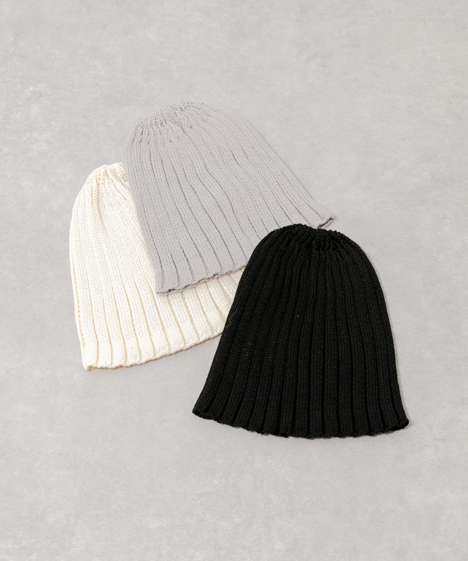 コットンリネンリブビーニー BLK -