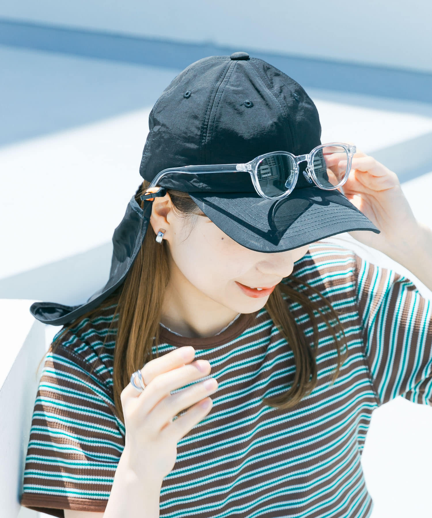 『撥水/UVカット』サンシェードキャップ BLK -