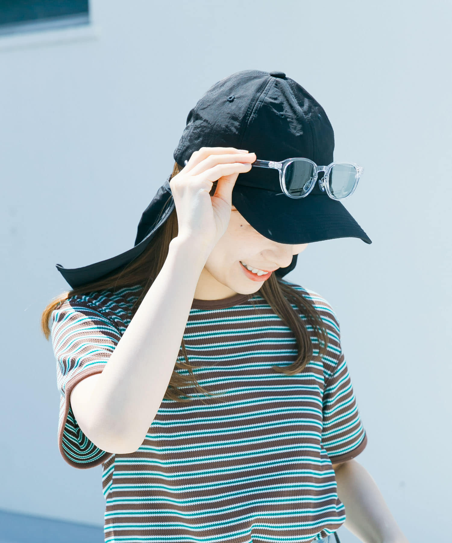 『撥水/UVカット』サンシェードキャップ BLK -