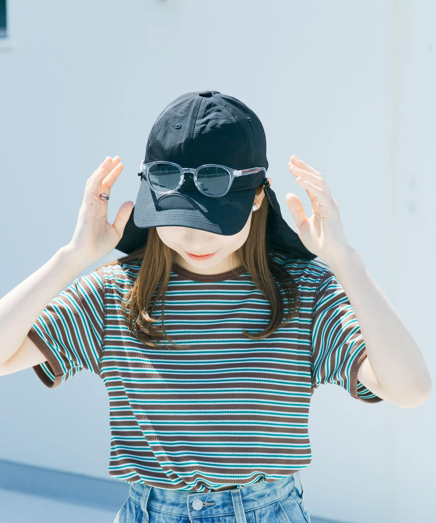 『撥水/UVカット』サンシェードキャップ BLK -