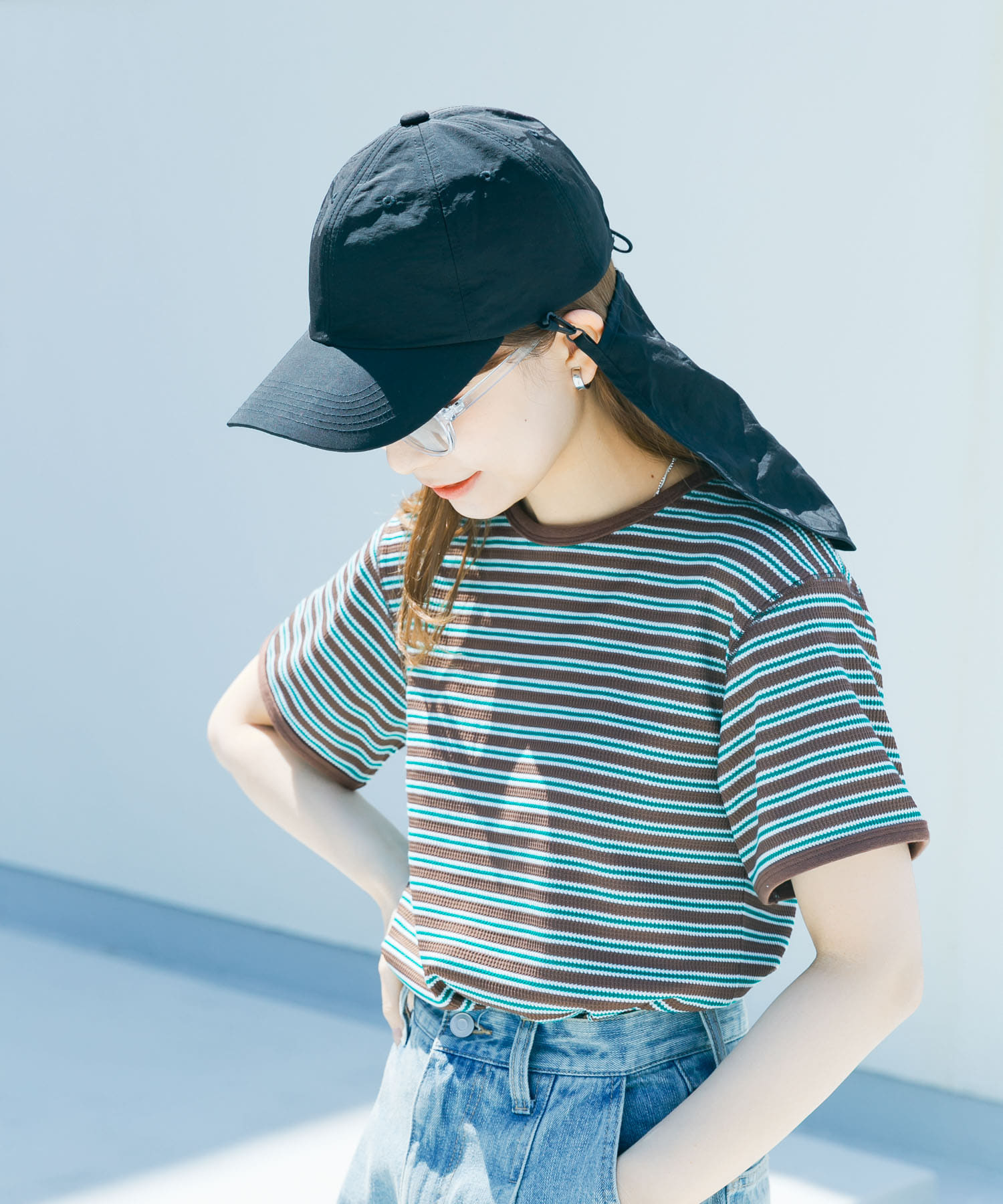 『撥水/UVカット』サンシェードキャップ BLK -