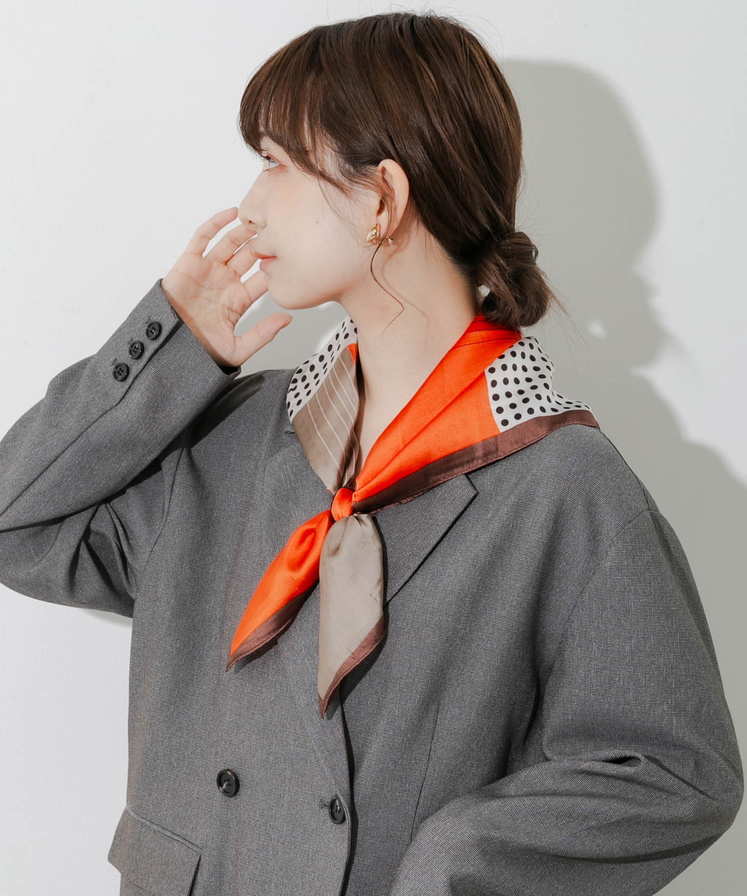 アソートパターンスカーフ BRN -