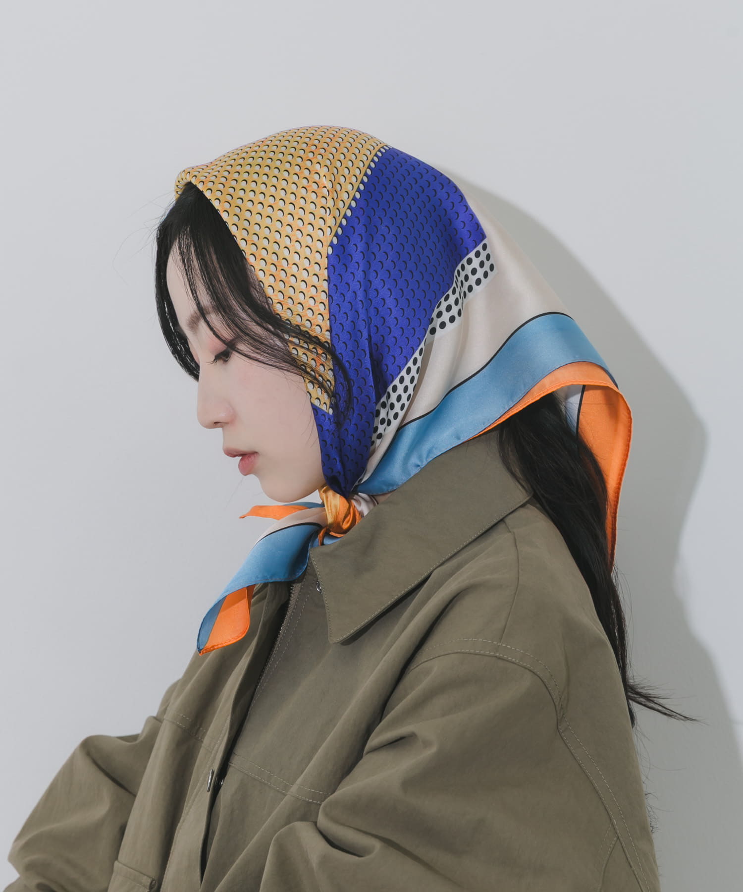 アソートパターンスカーフ ORG/BLU -