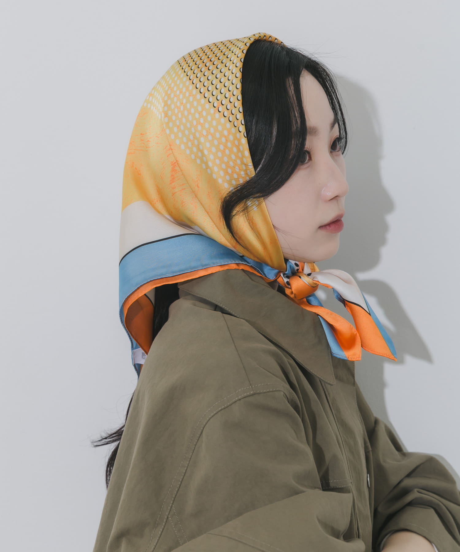 アソートパターンスカーフ ORG/BLU -