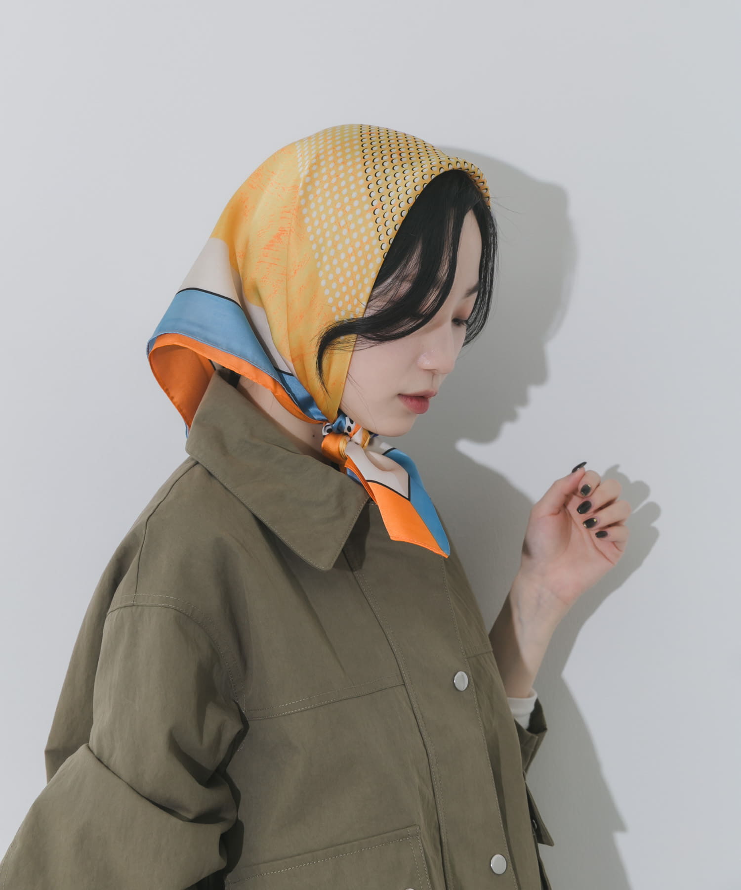 アソートパターンスカーフ ORG/BLU -