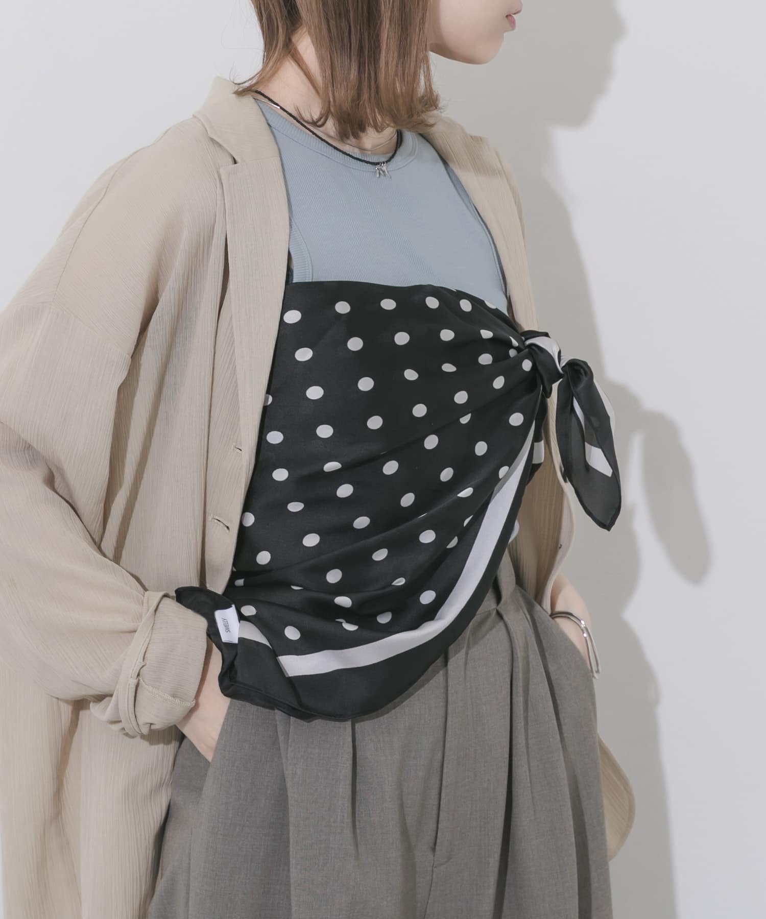 アソートビッグスカーフ BLK/DOT -