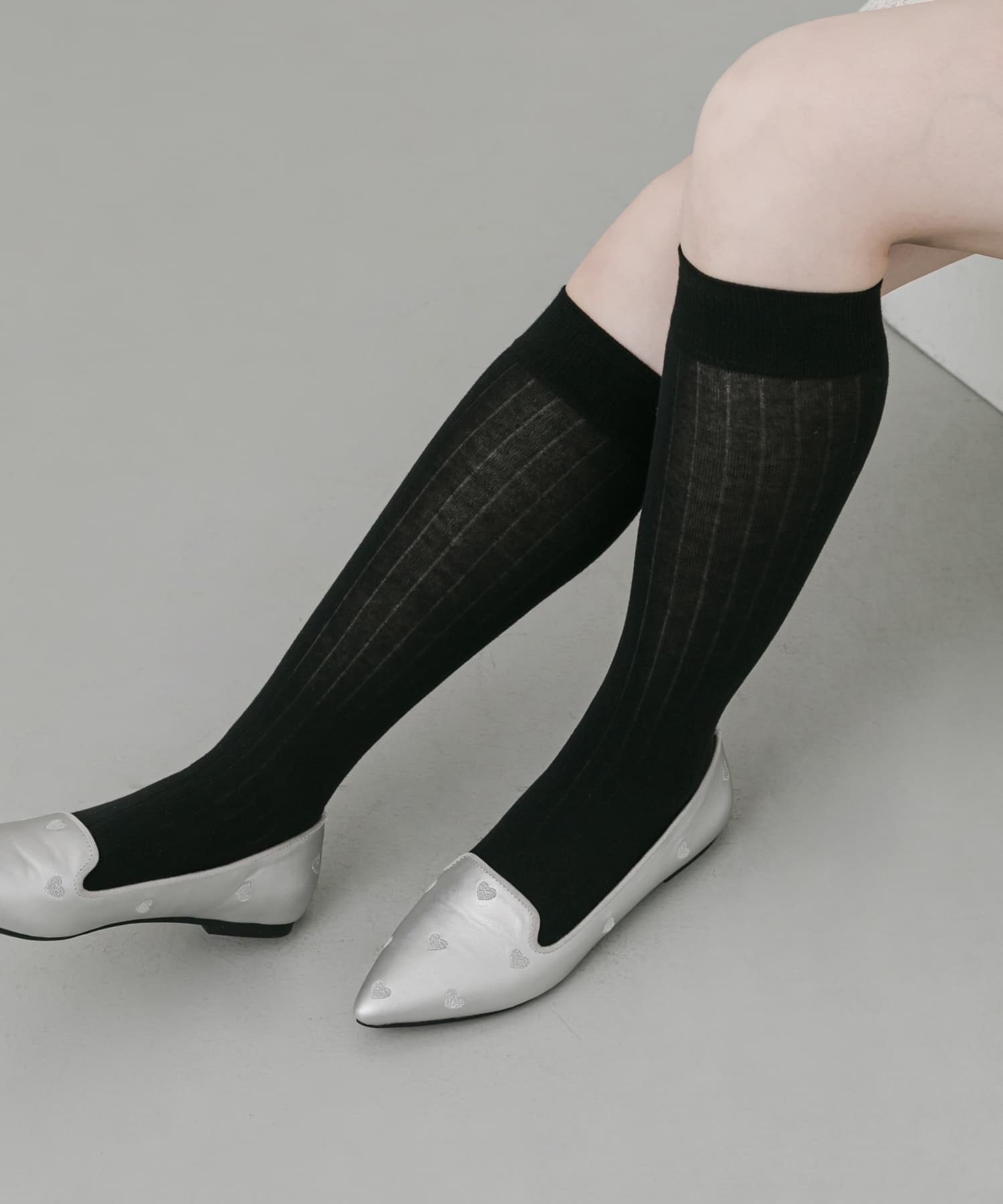 リブハイソックス BLK 22-25