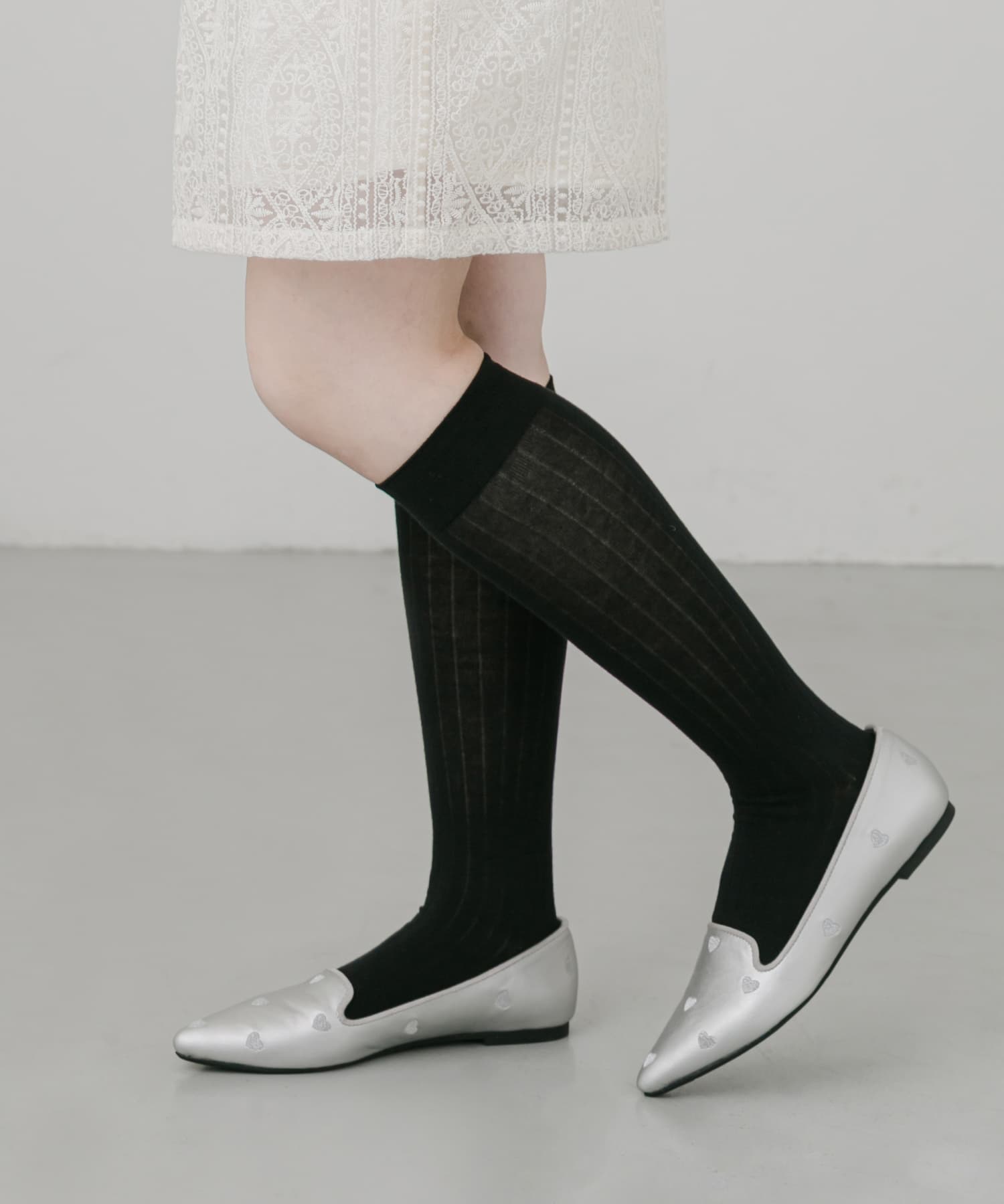 リブハイソックス BLK 22-25