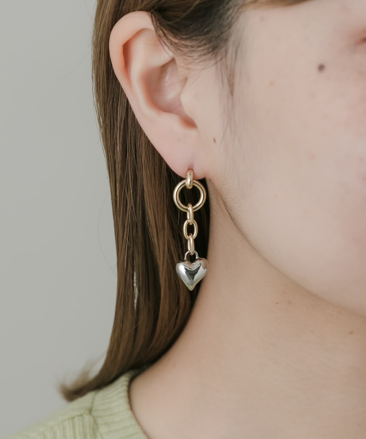ハートドロップピアス GLD -