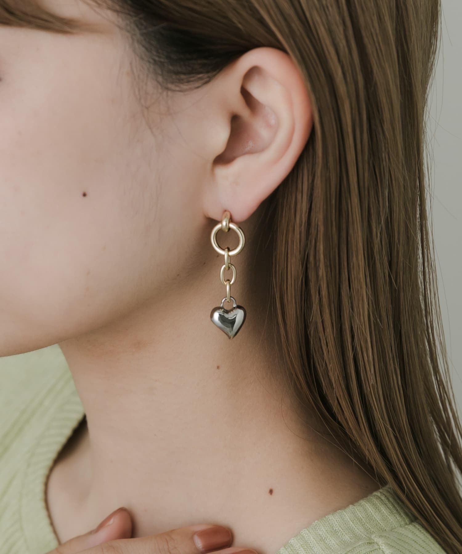 ハートドロップピアス GLD -