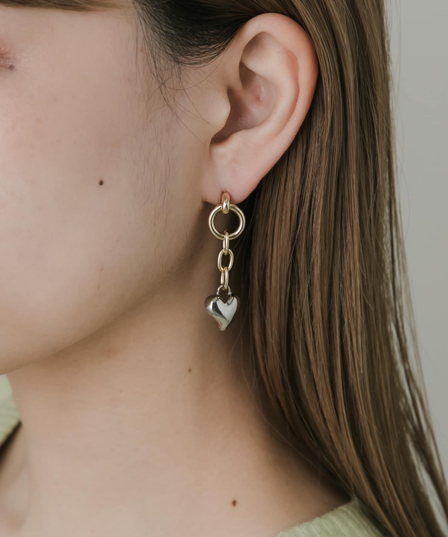 ハートドロップピアス GLD -
