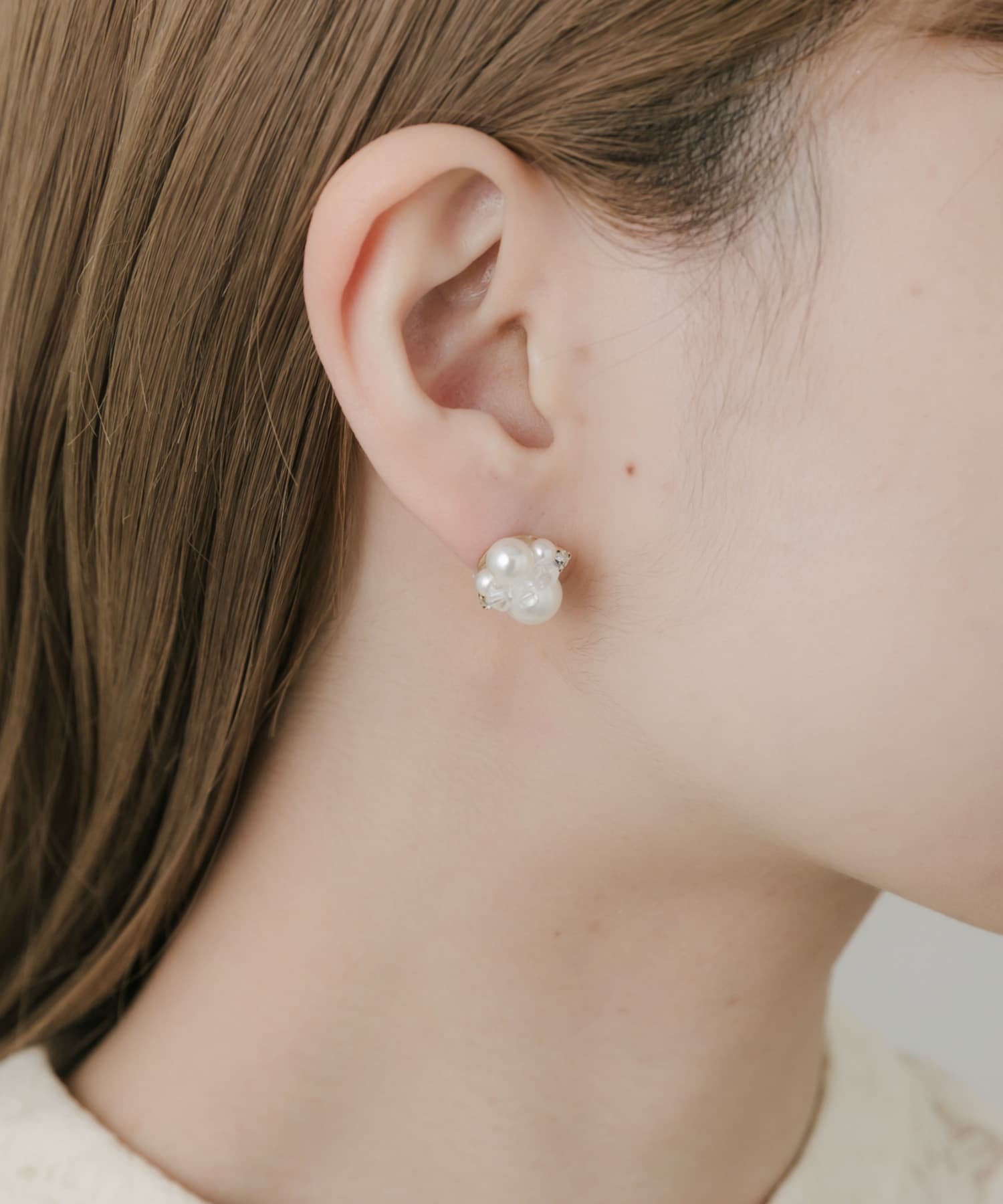 ミックスミニパールピアス WHT -