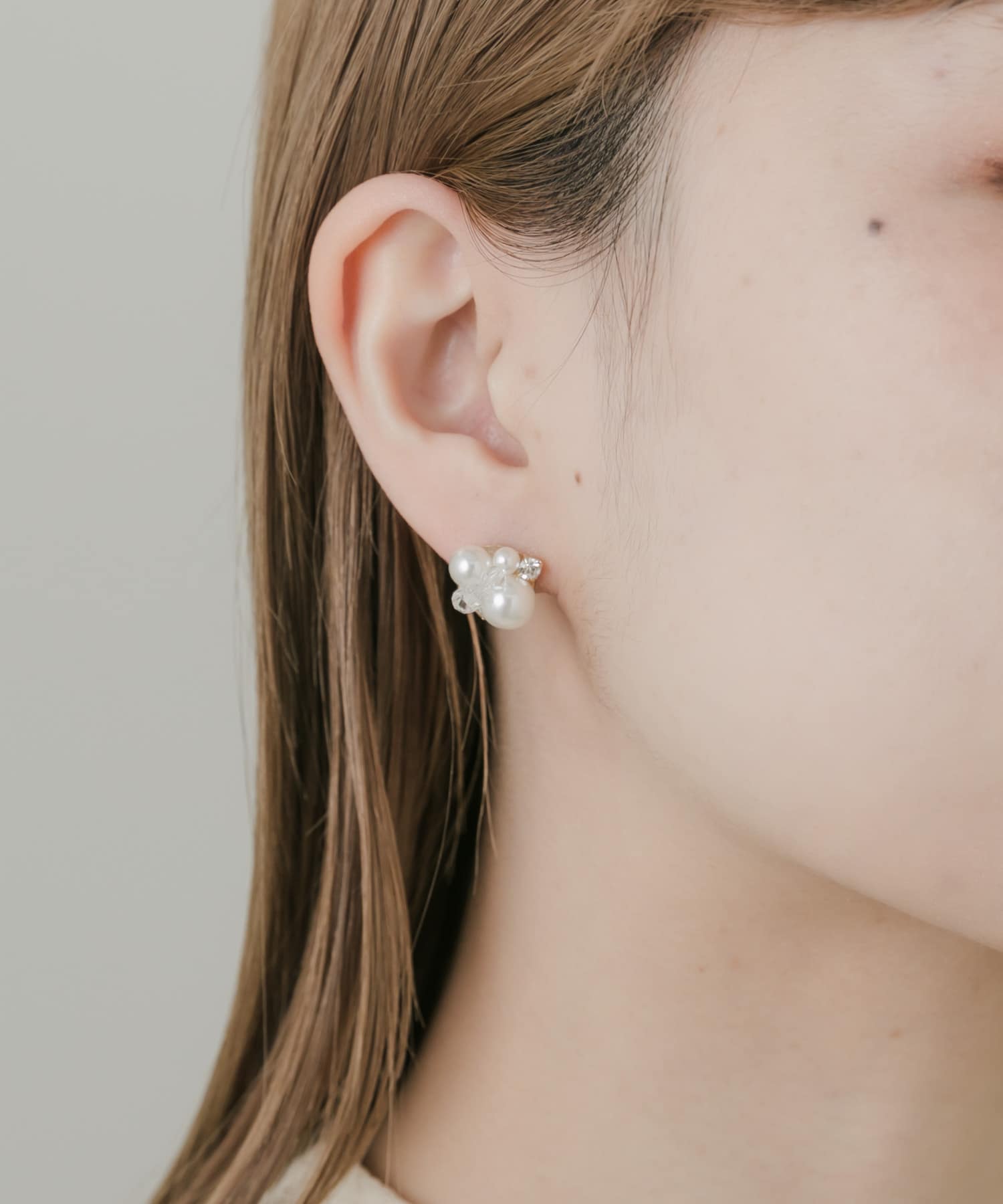 ミックスミニパールピアス WHT -