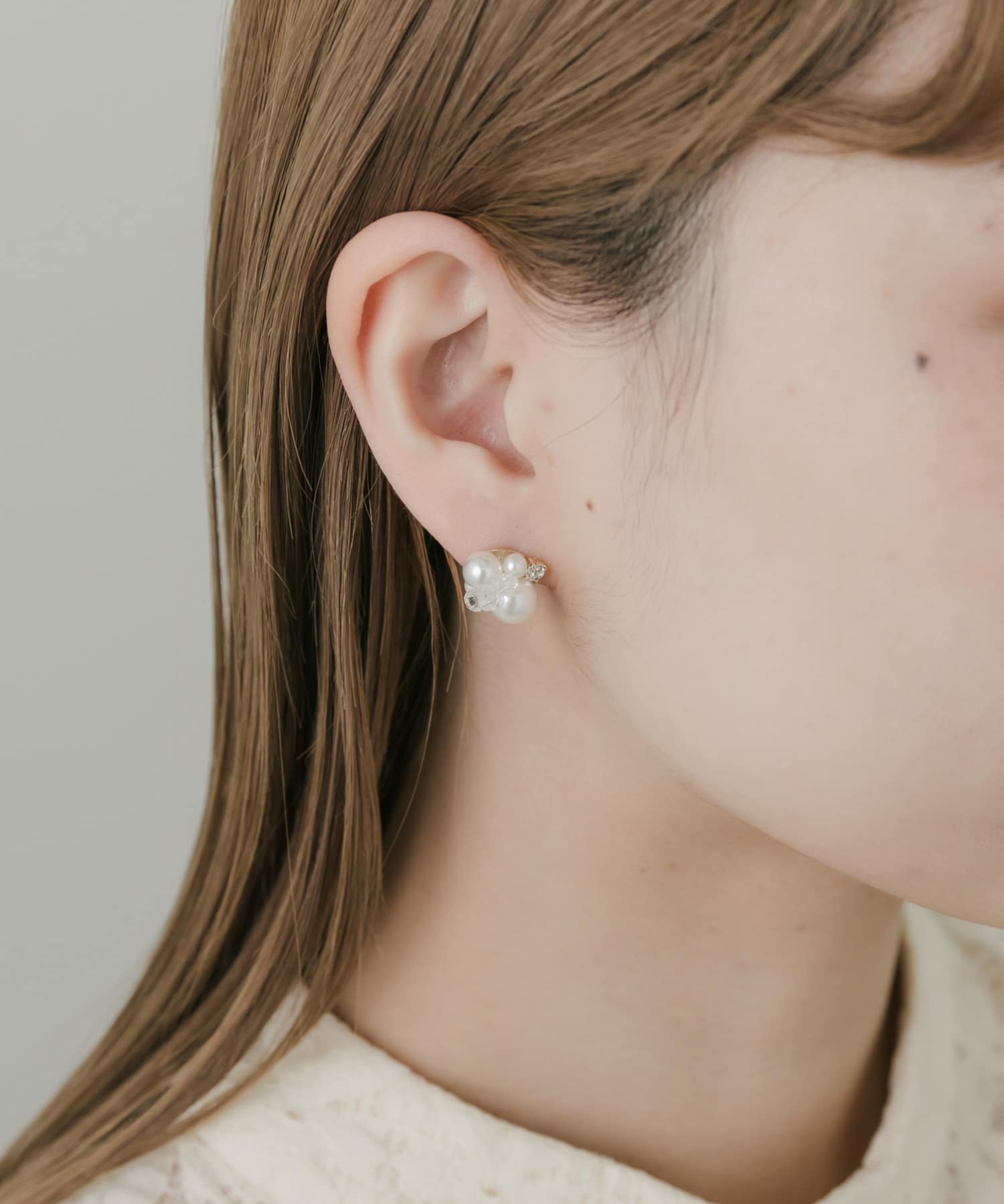 ミックスミニパールピアス WHT -