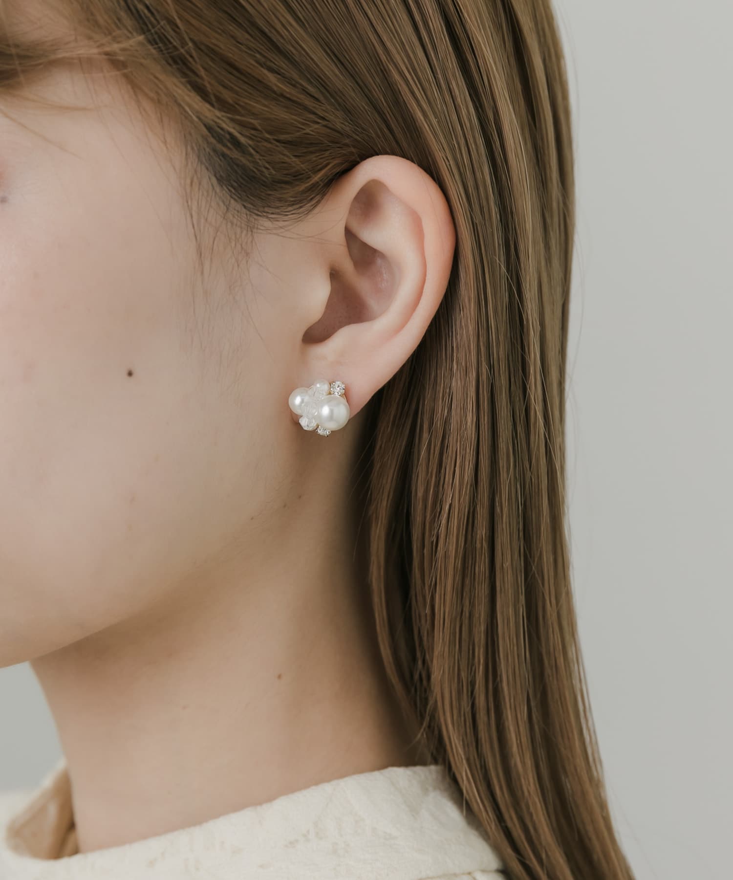 ミックスミニパールピアス WHT -