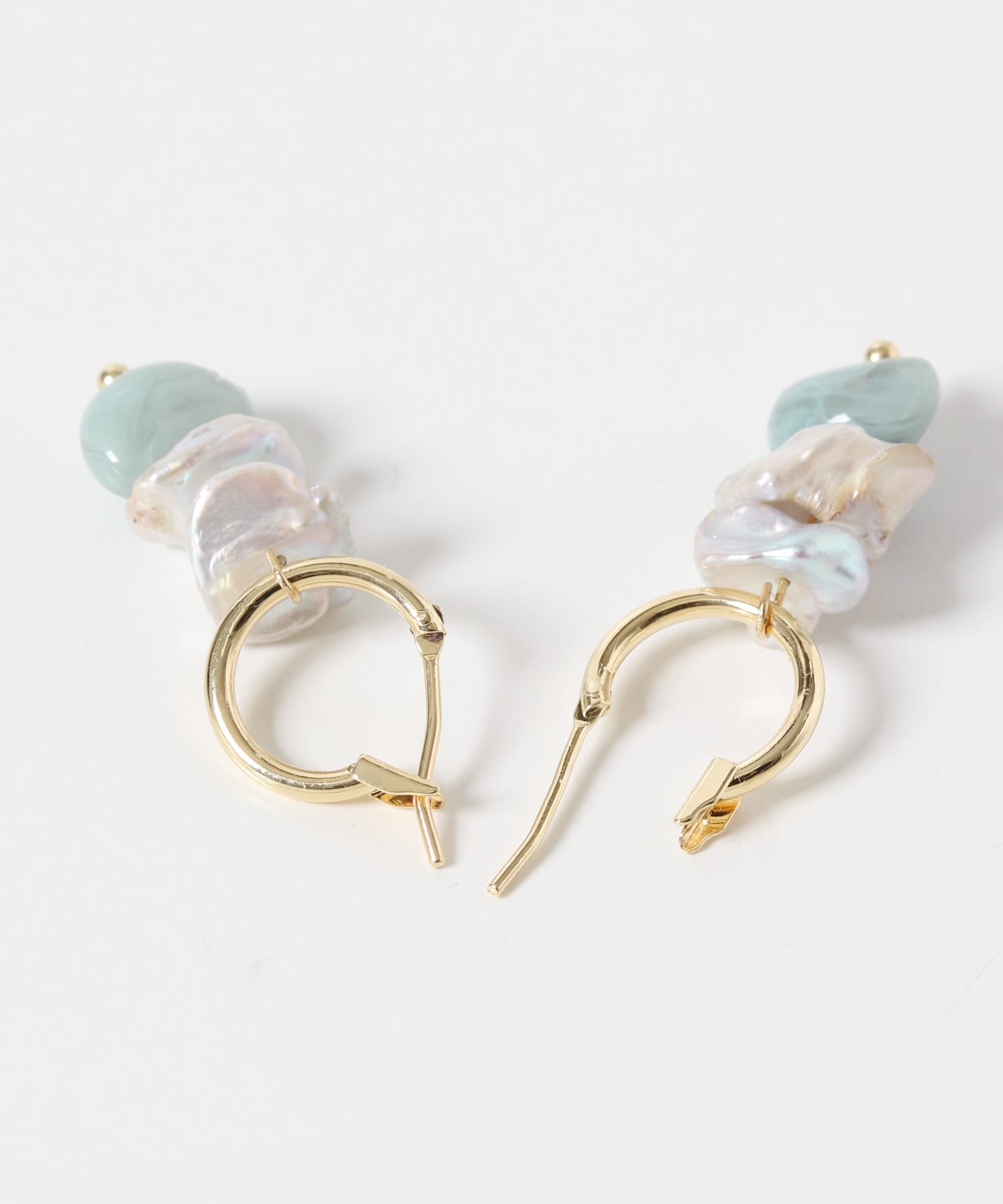 ドロップストーンフープピアス BLU/GLD -