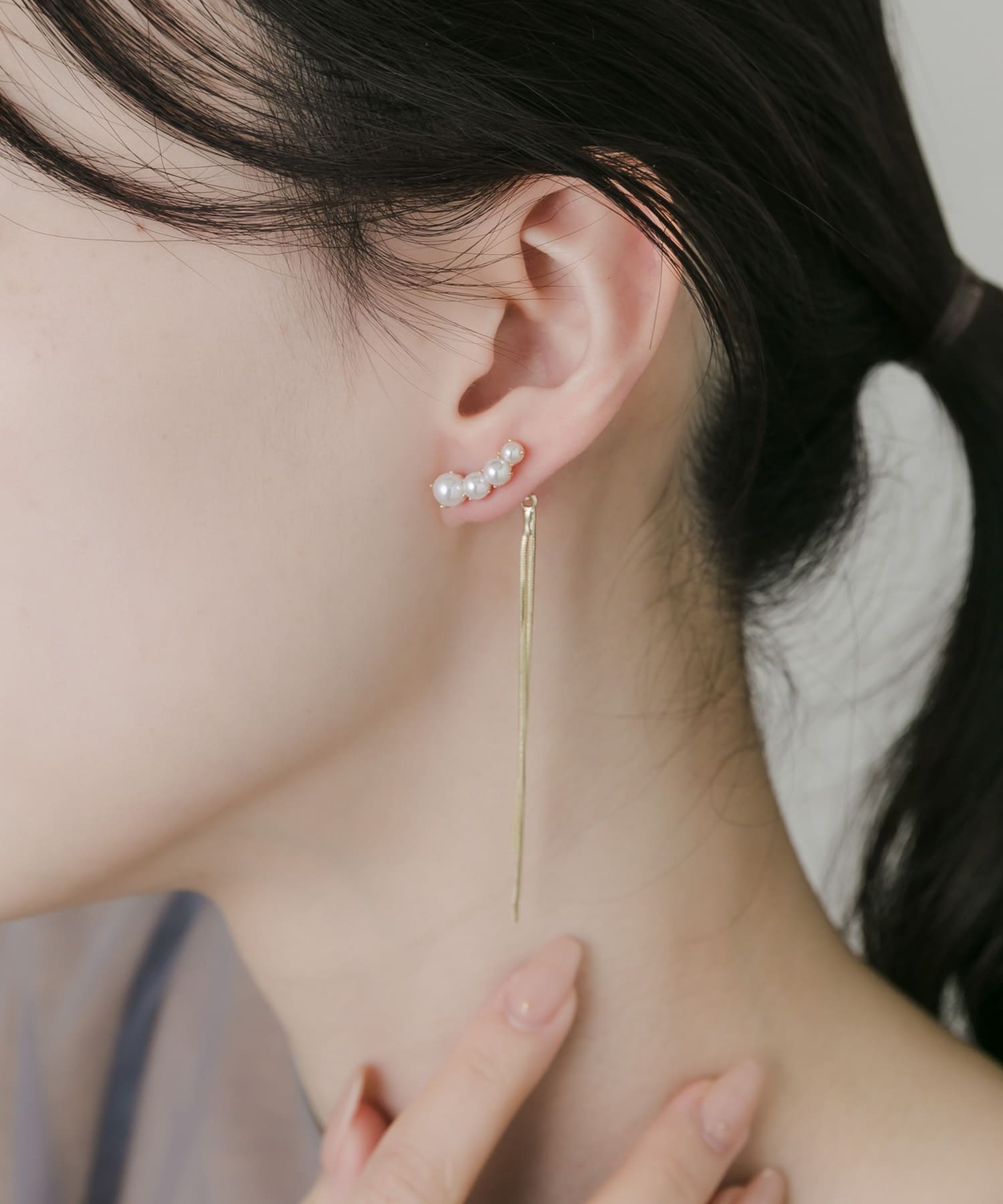 パールチェーンピアス GLD/IVO -