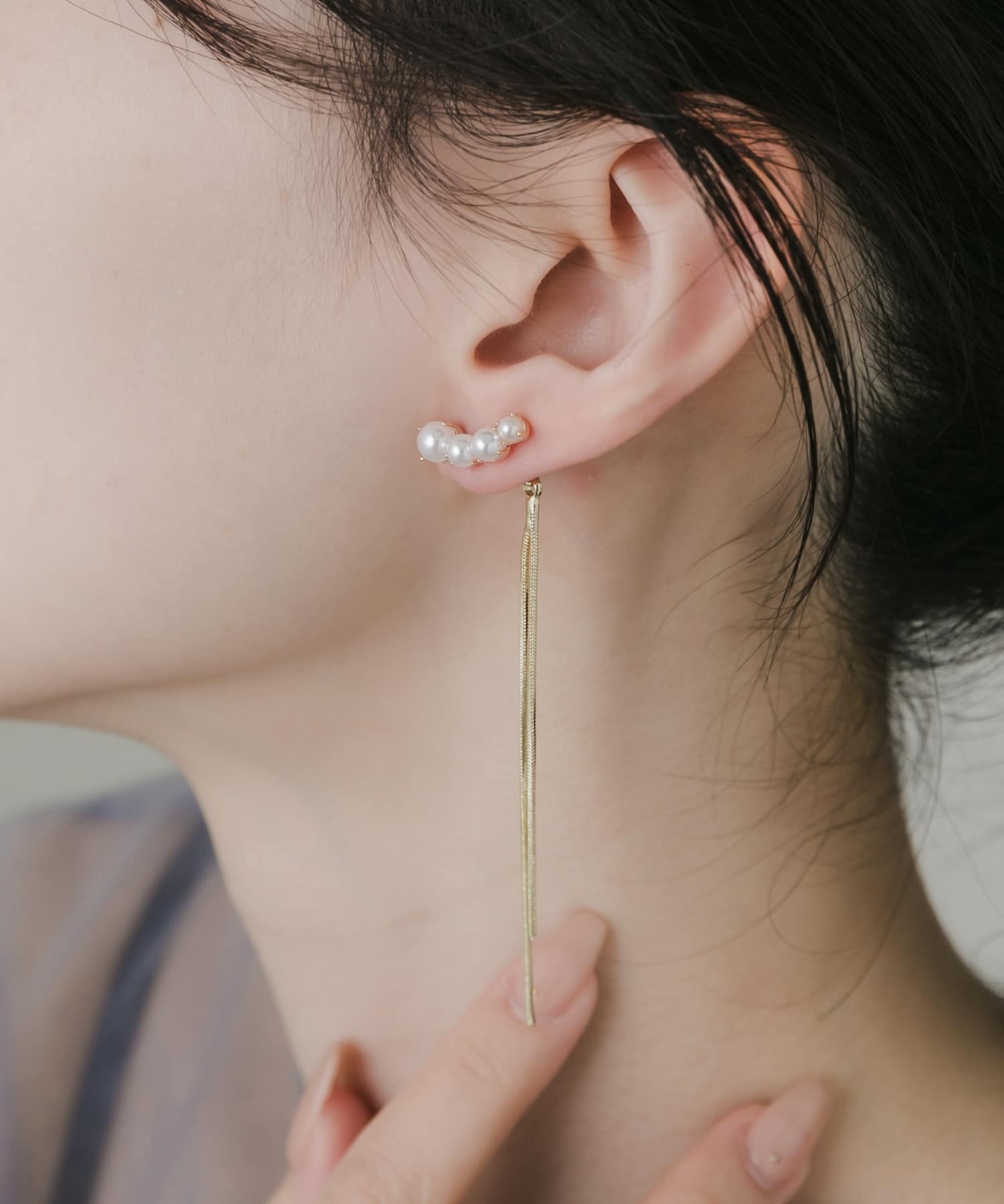 パールチェーンピアス GLD/IVO -