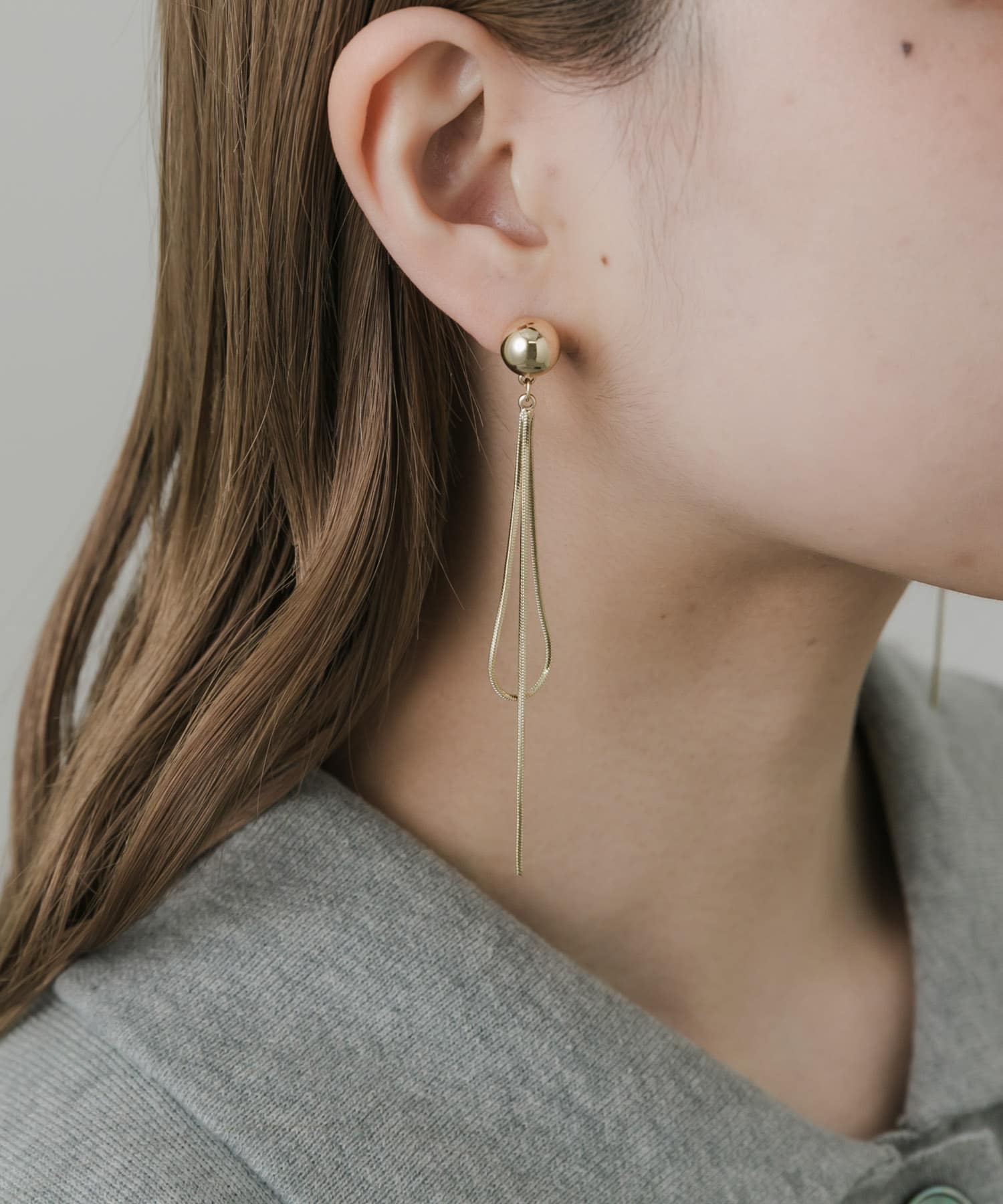 ボールチェーンフープピアス GLD -