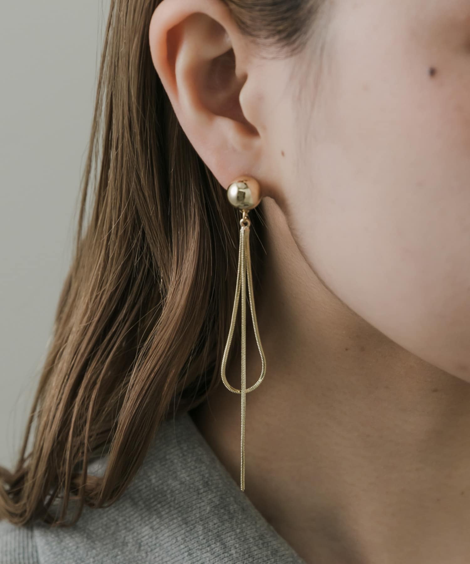 ボールチェーンフープピアス GLD -