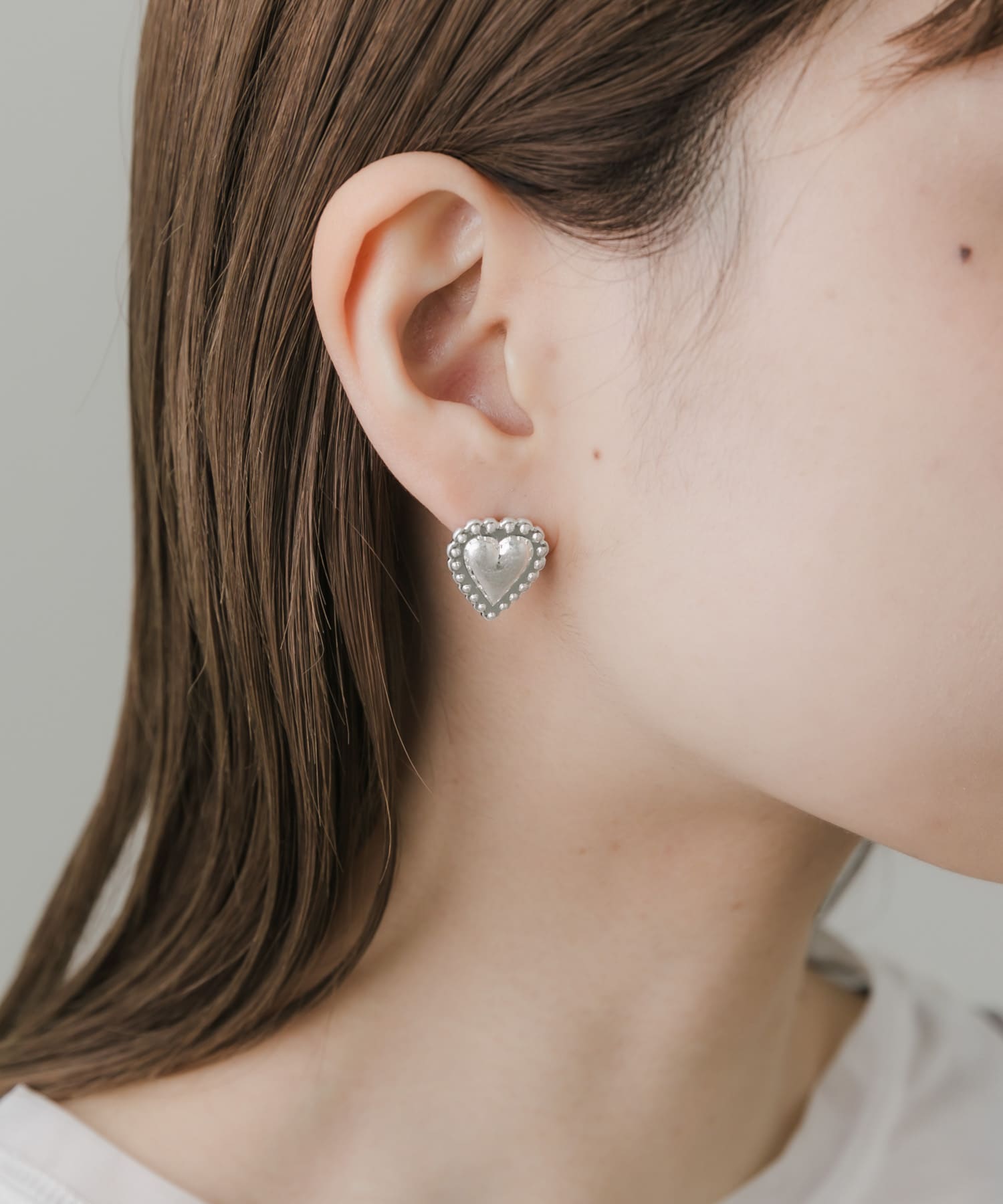 マットメタルハートピアス SLV -
