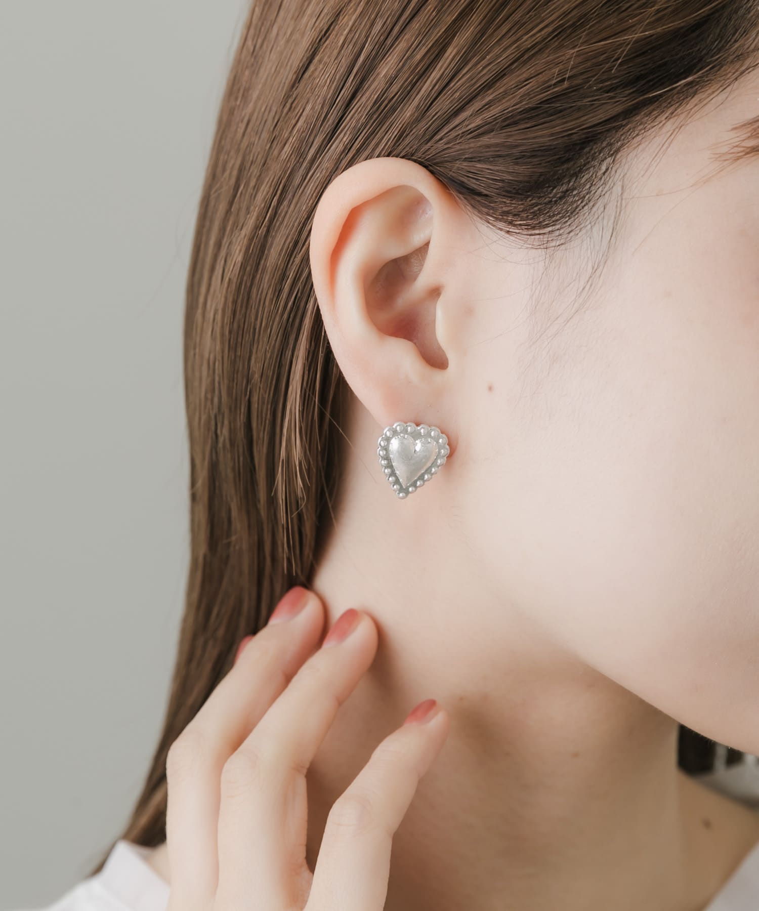 マットメタルハートピアス SLV -