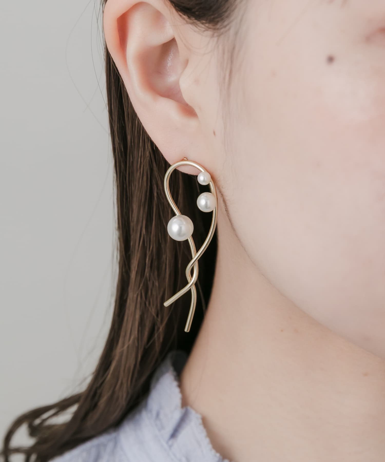 アシメパールピアス GLD -