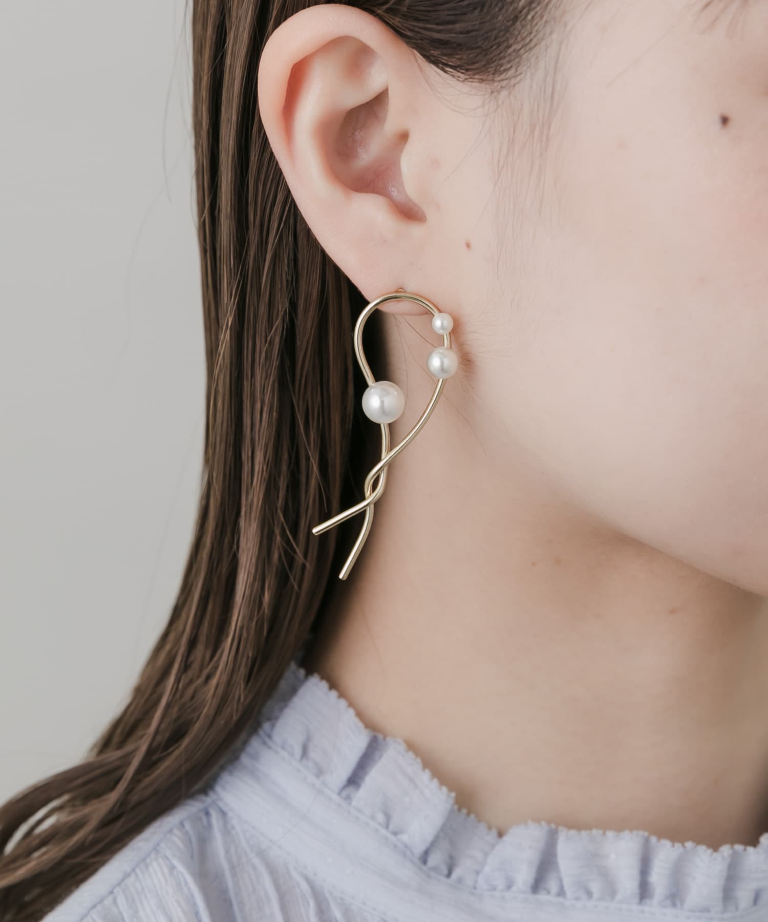 アシメパールピアス GLD -