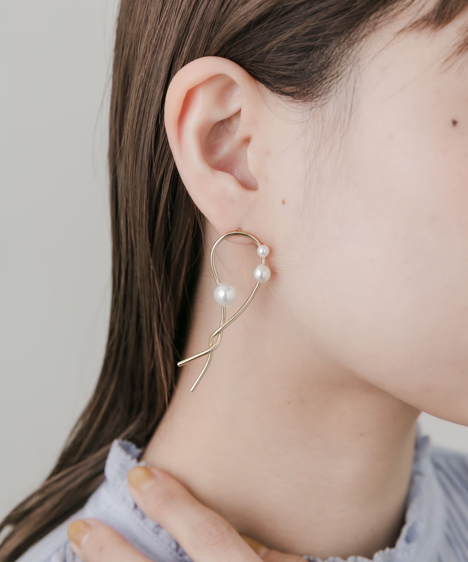 アシメパールピアス GLD -