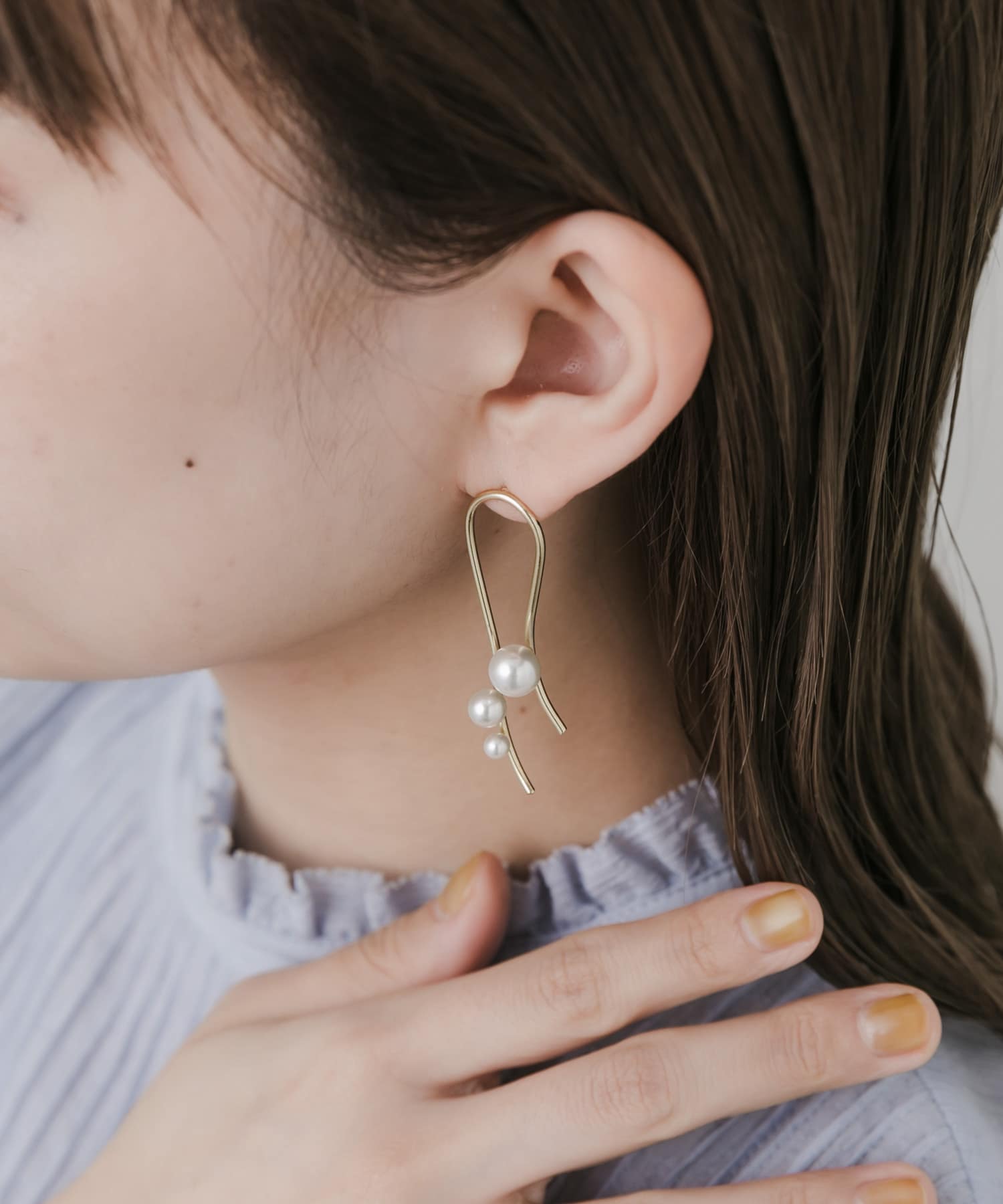 アシメパールピアス GLD -