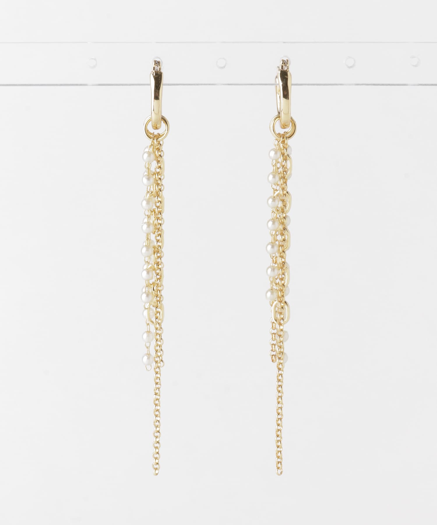 パールチェーンマルチWAYフープピアス GLD -