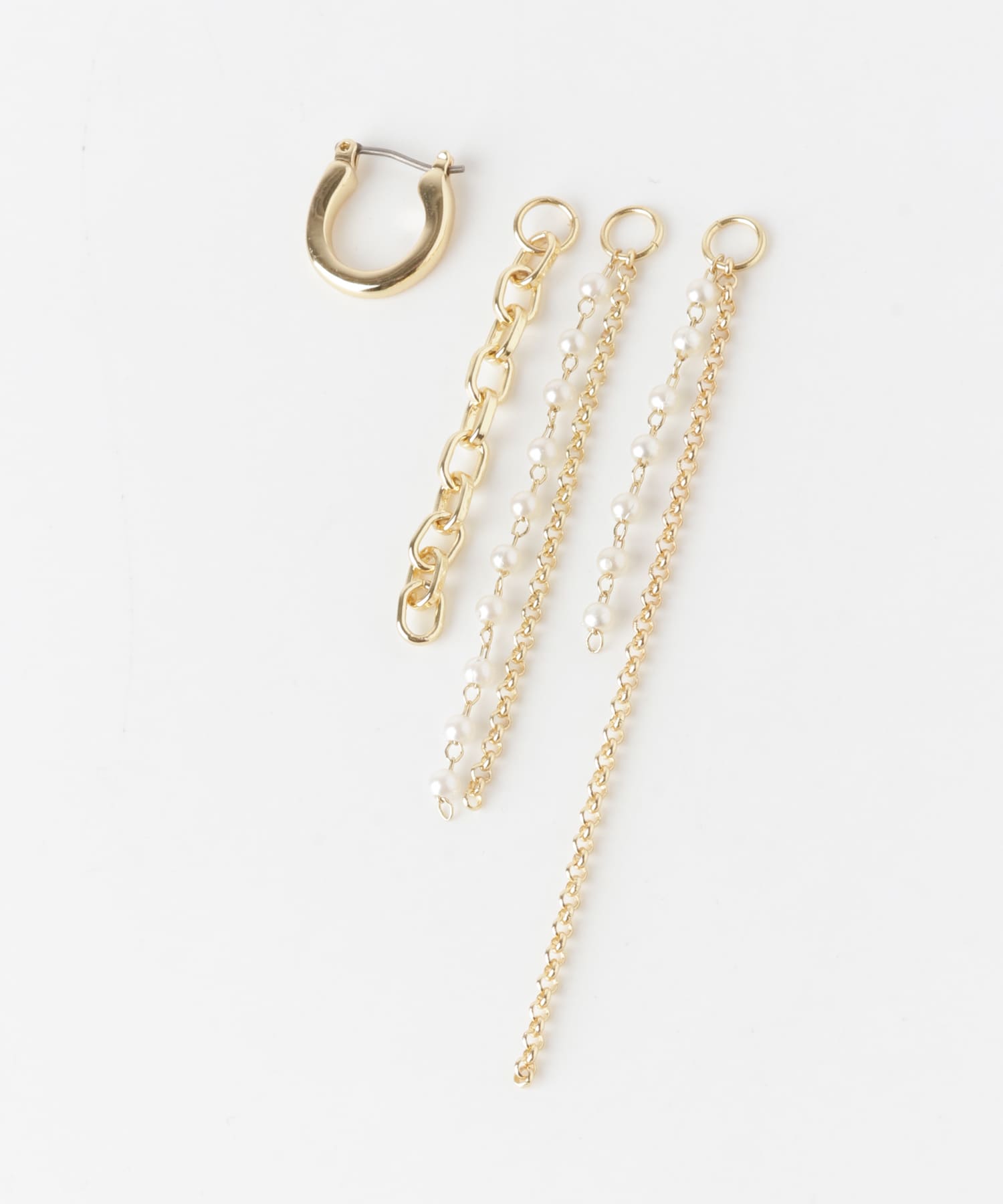 パールチェーンマルチWAYフープピアス GLD -