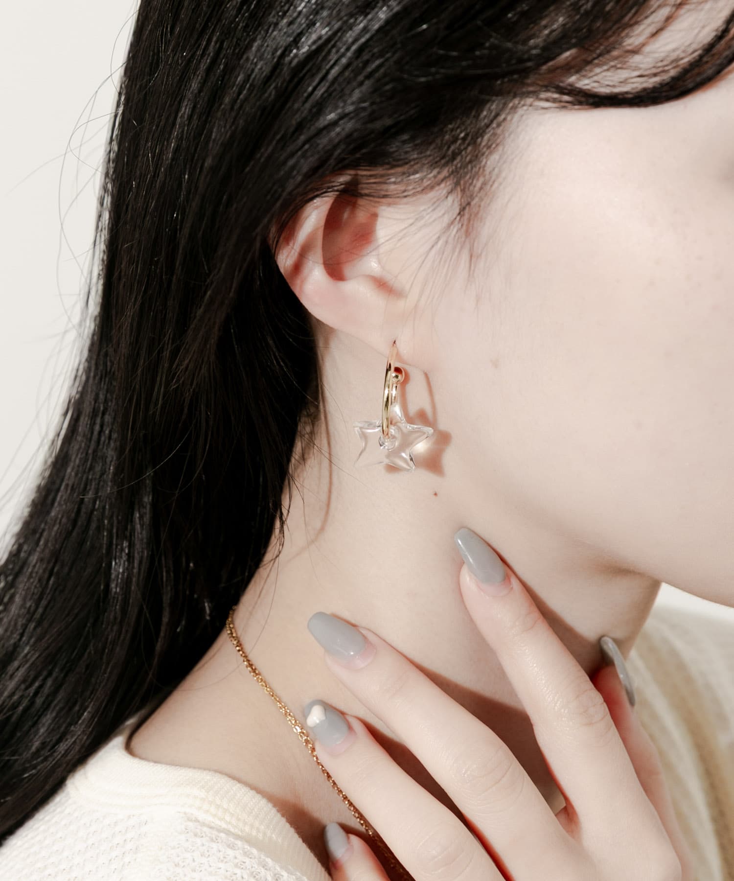 クリアスターフープピアス CLR -