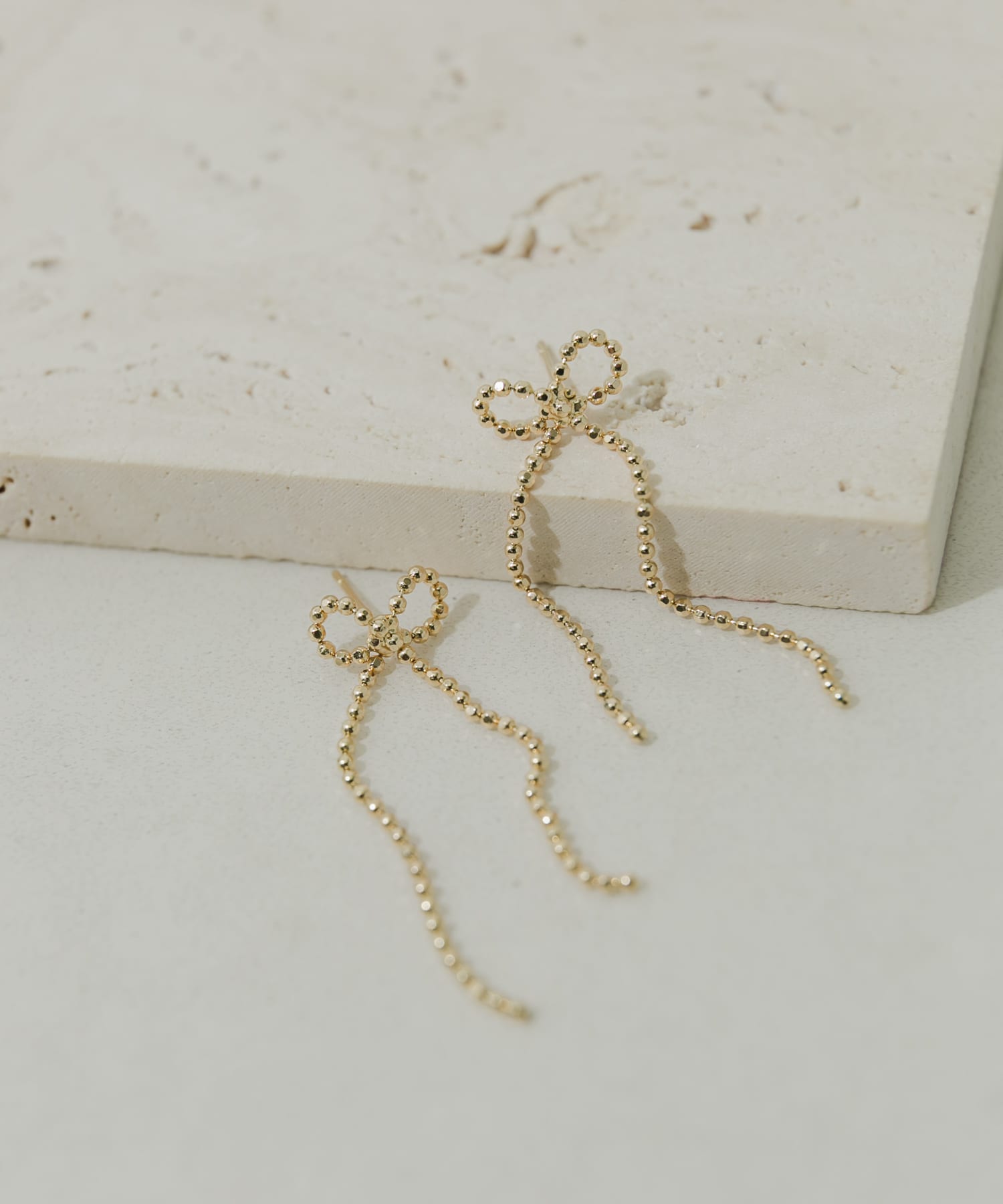 チェーンリボンピアス GLD -