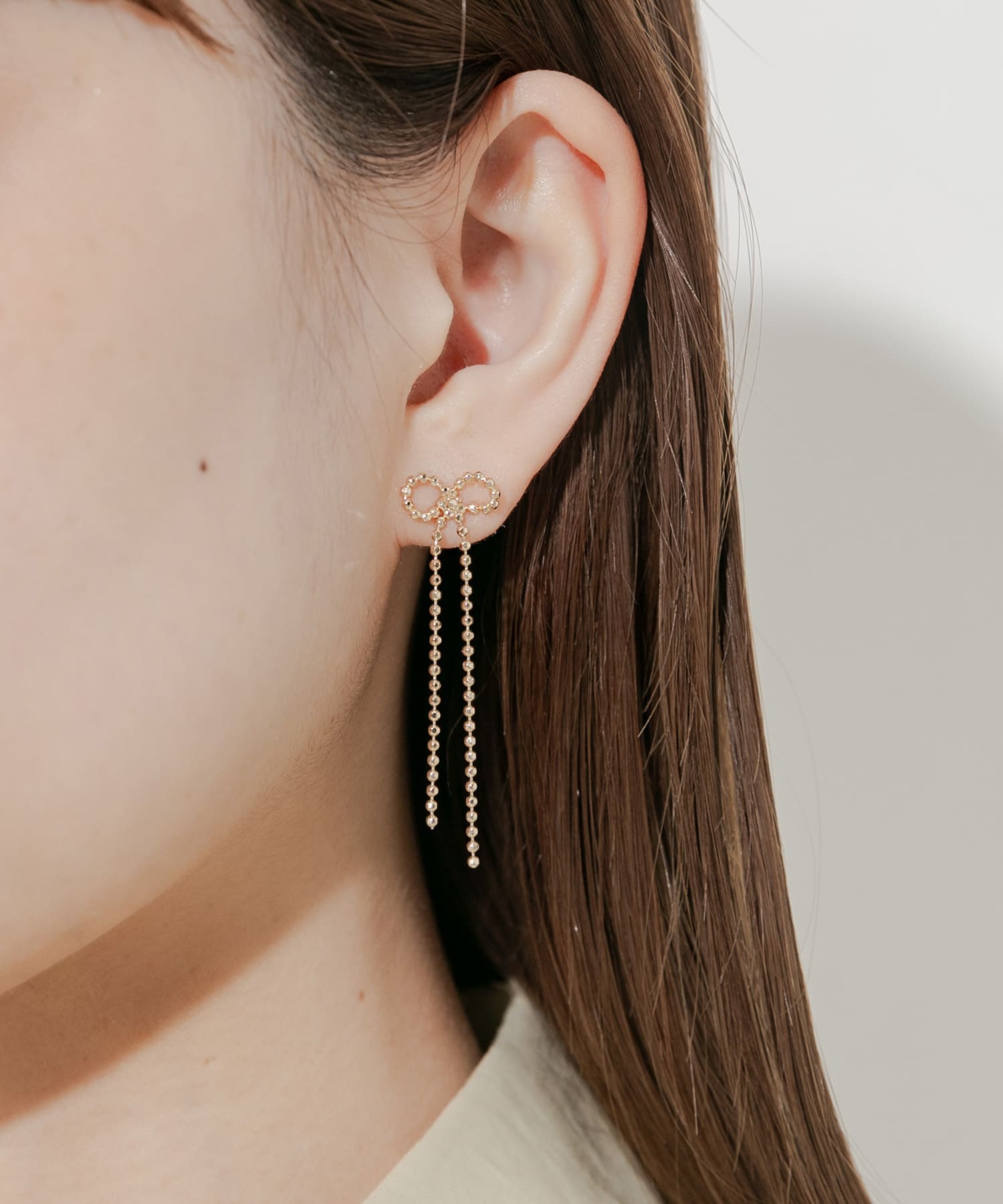 チェーンリボンピアス GLD -