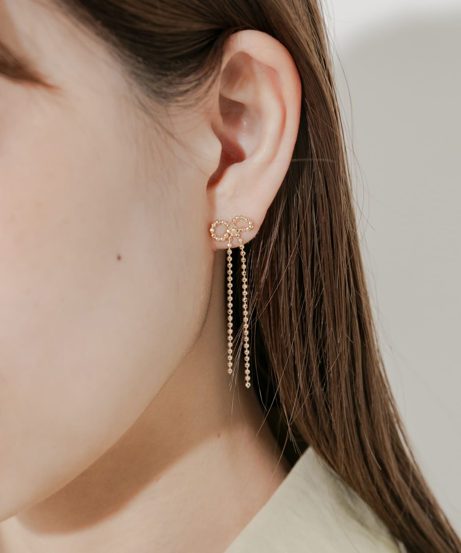 チェーンリボンピアス GLD -